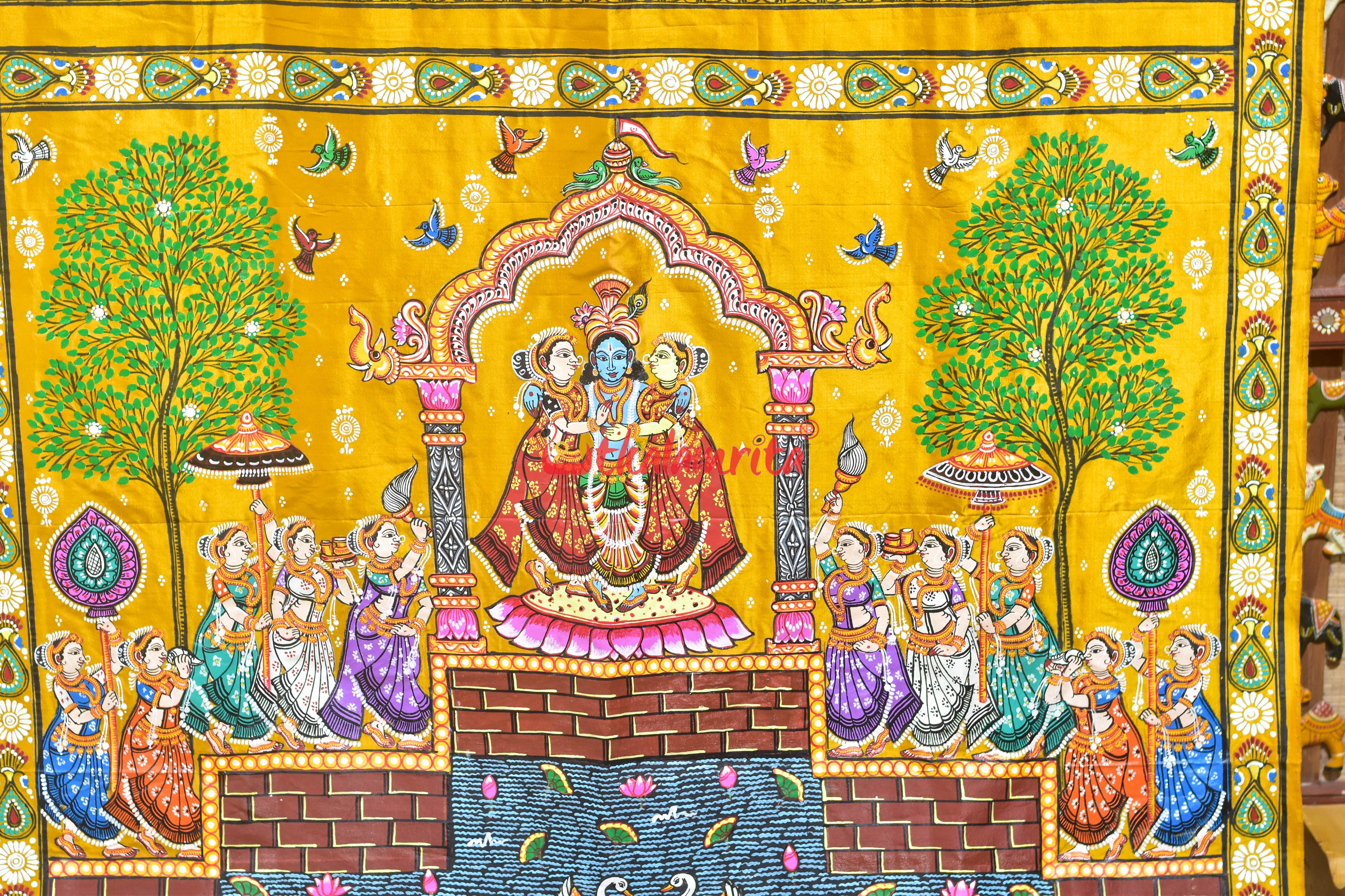 Golden Leela Pattachitra Silk Saree