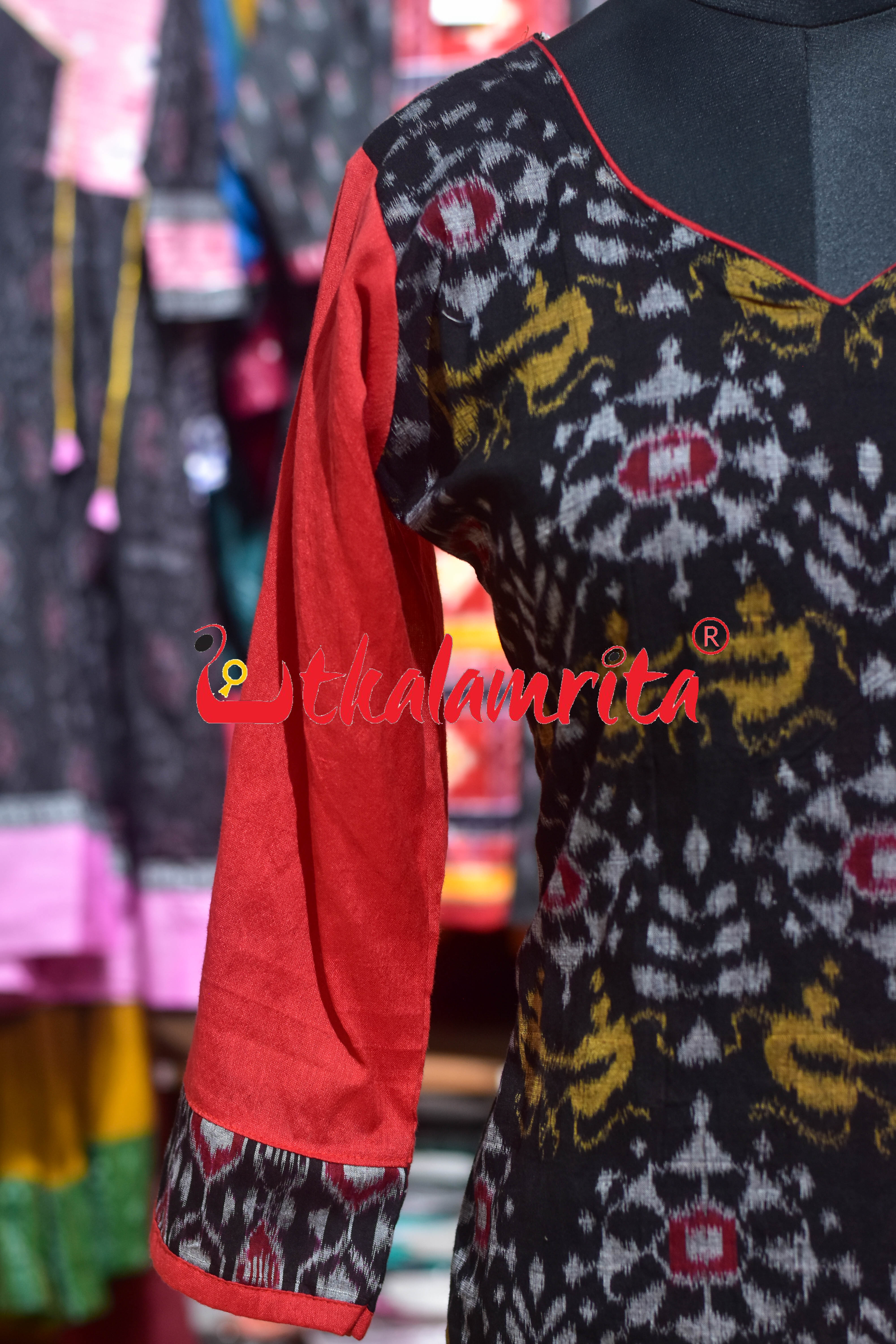 Red Sambalpuri Cotton (Ladies Kurta )