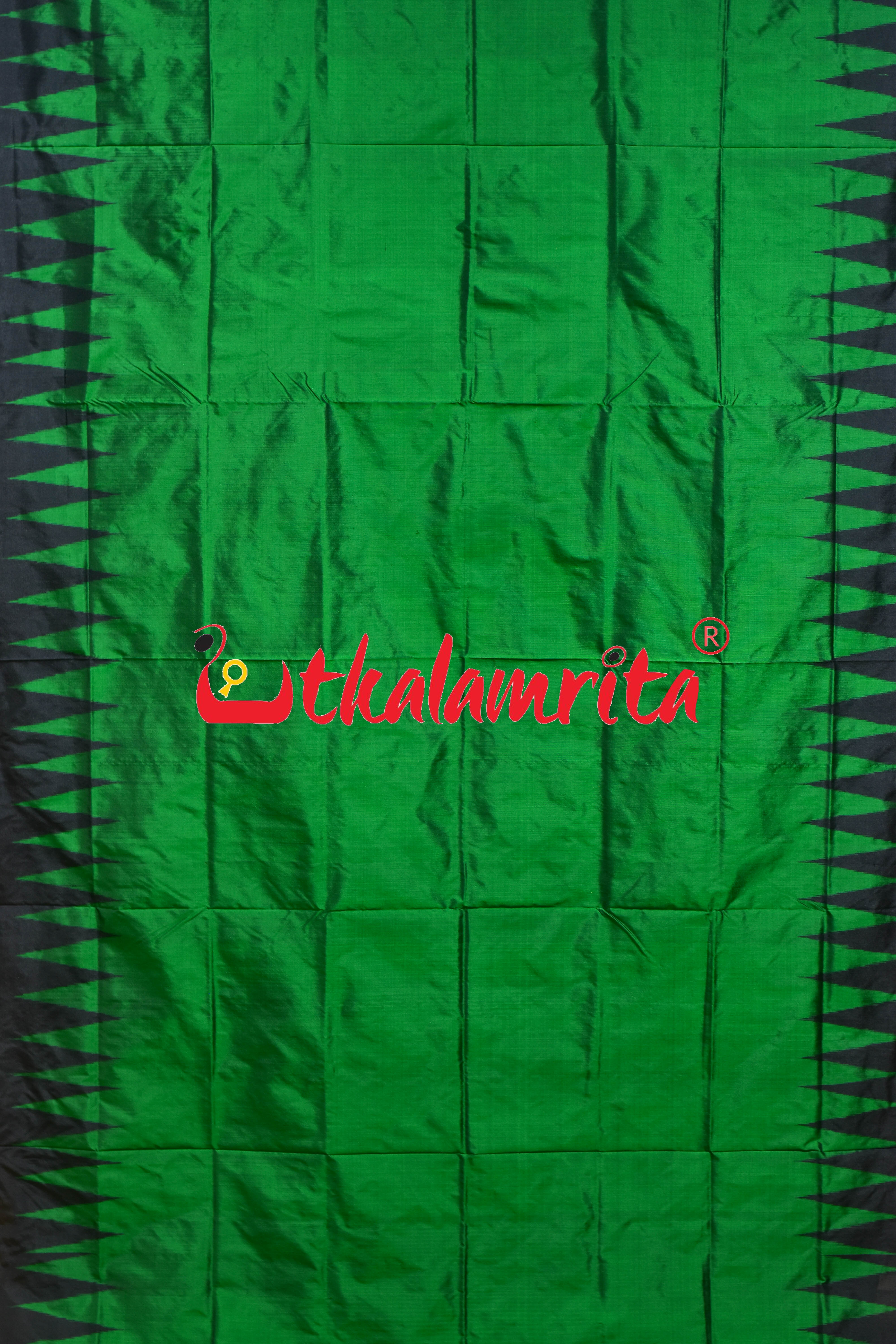 Green Black Kumbha Bandha Anchal Sambalpuri Silk Saree