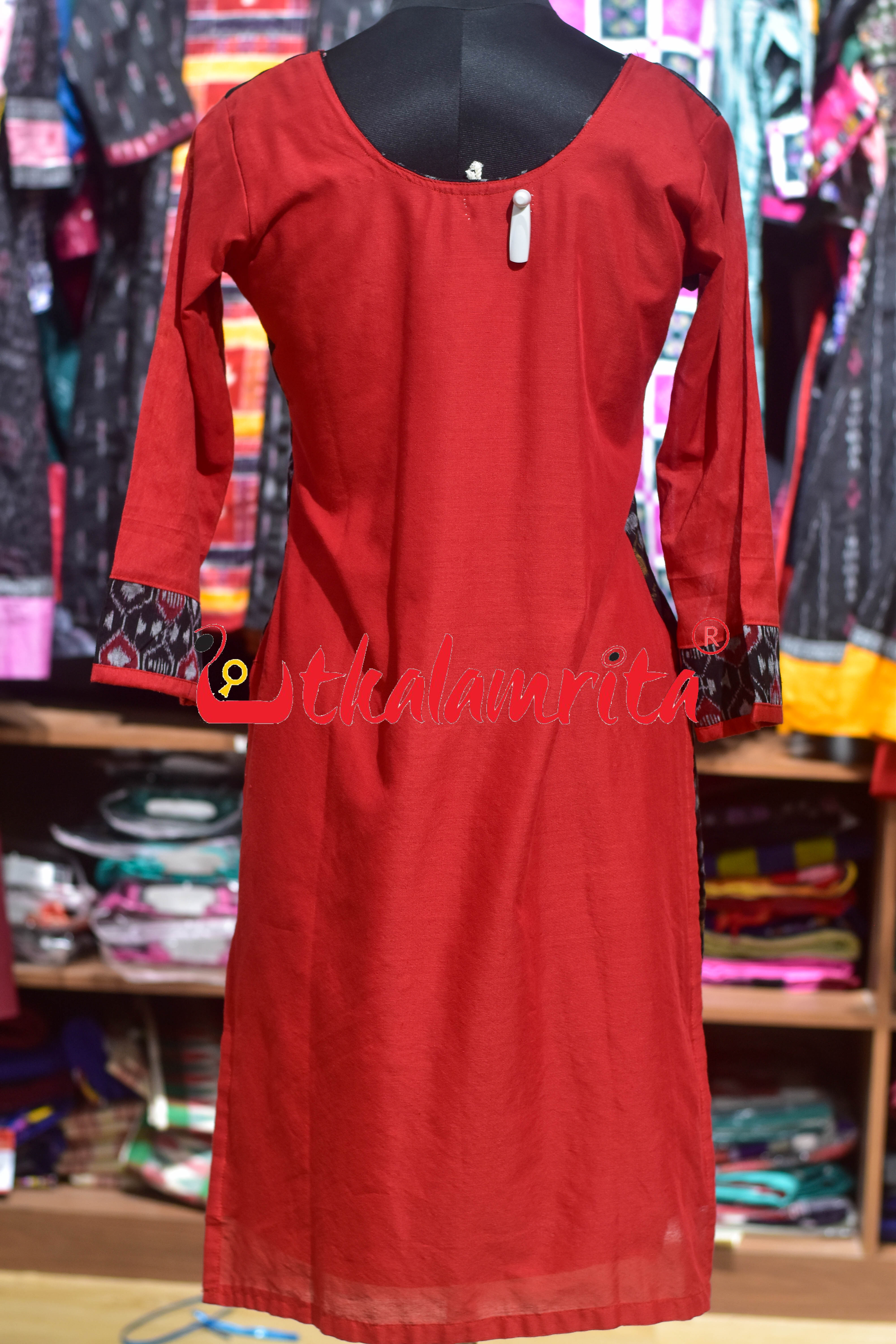 Red Sambalpuri Cotton (Ladies Kurta )