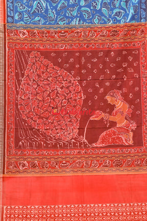 Blue Sankha Sambalpuri Cotton Saree