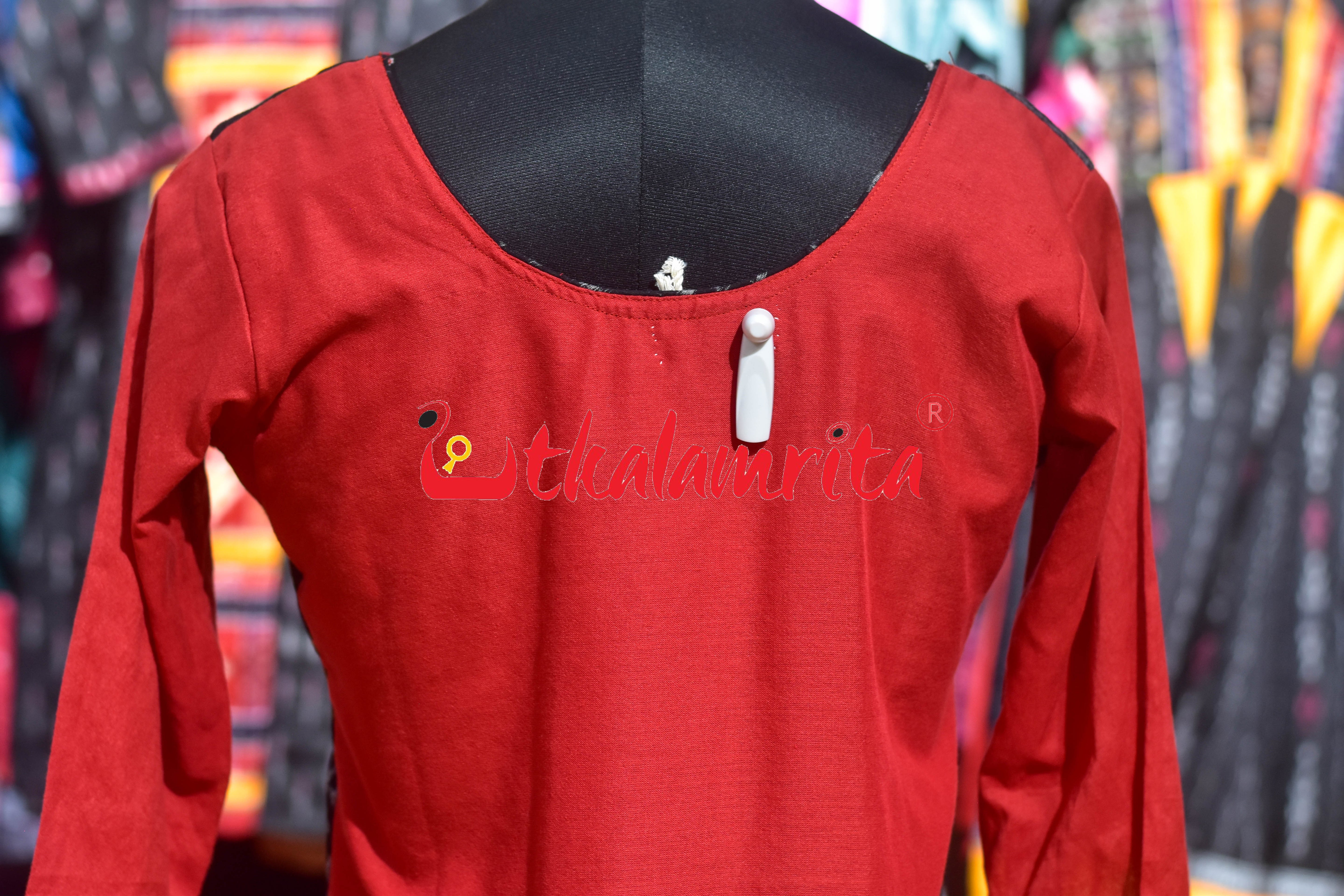 Red Sambalpuri Cotton (Ladies Kurta )