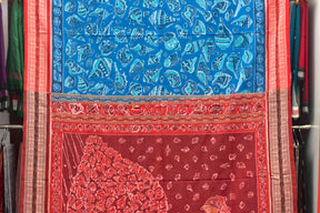 Blue Sankha Sambalpuri Cotton Saree