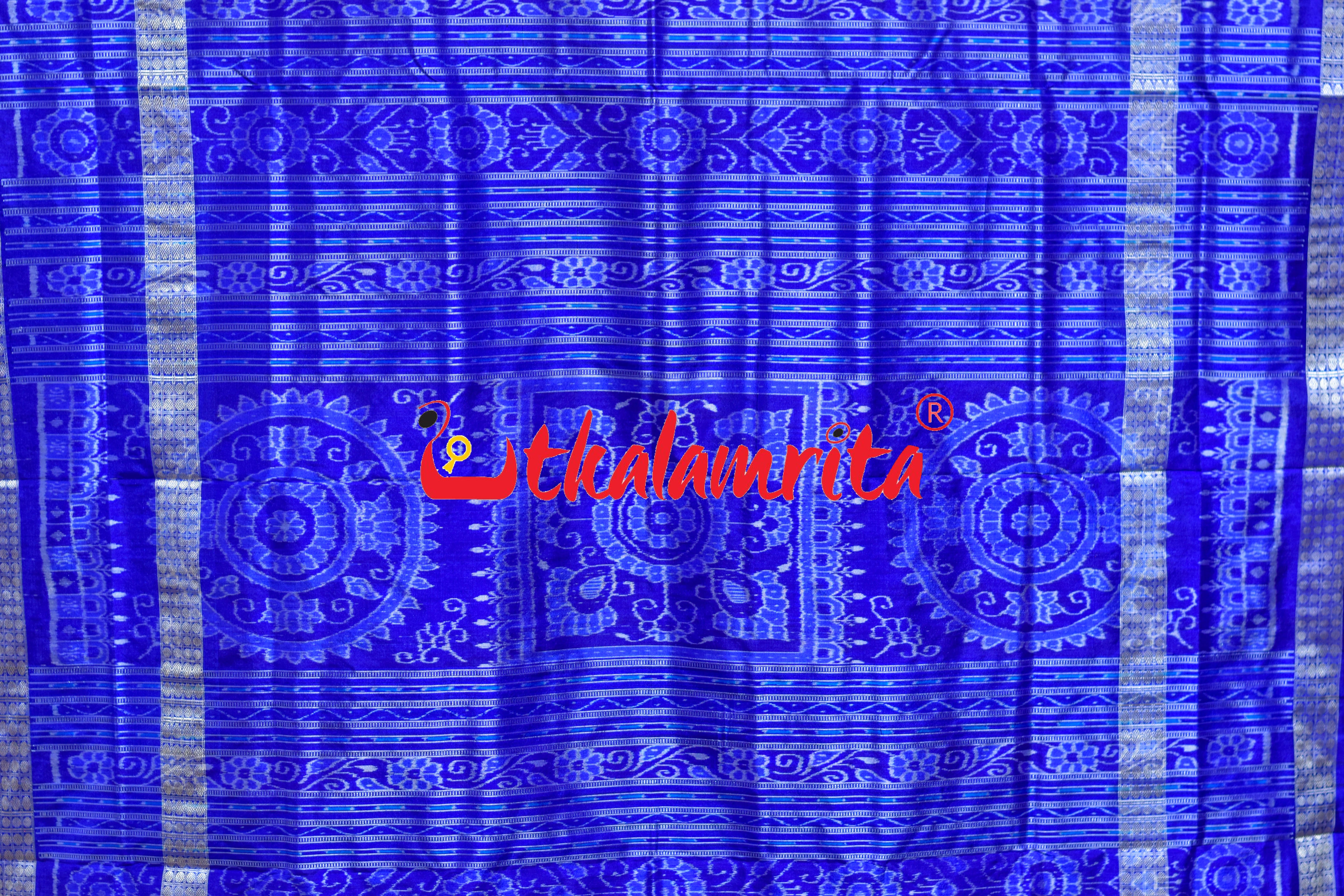Magenta Blue Sata Kothi Deer Scot Sambalpuri Silk Saree