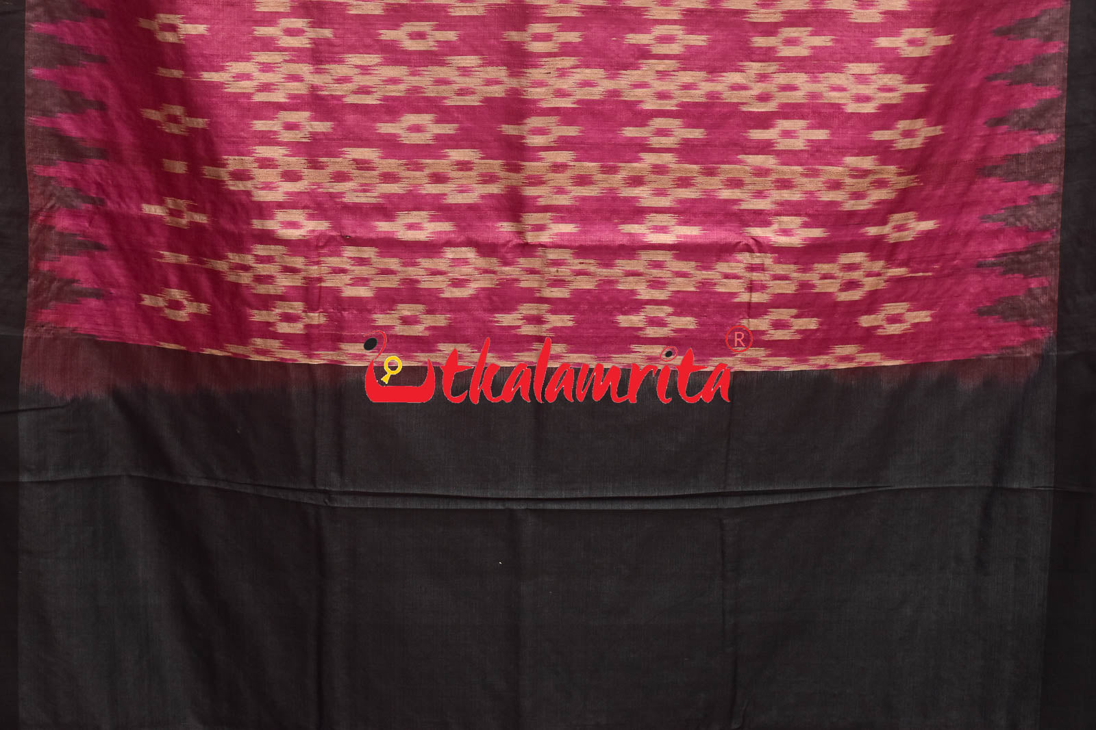 Body Pasapali Single Ikat Rani Black Gopalpur Tussar Saree