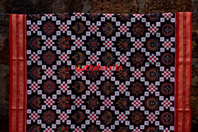 Padma Pasapali Black Red Sambalpuri Cotton Saree