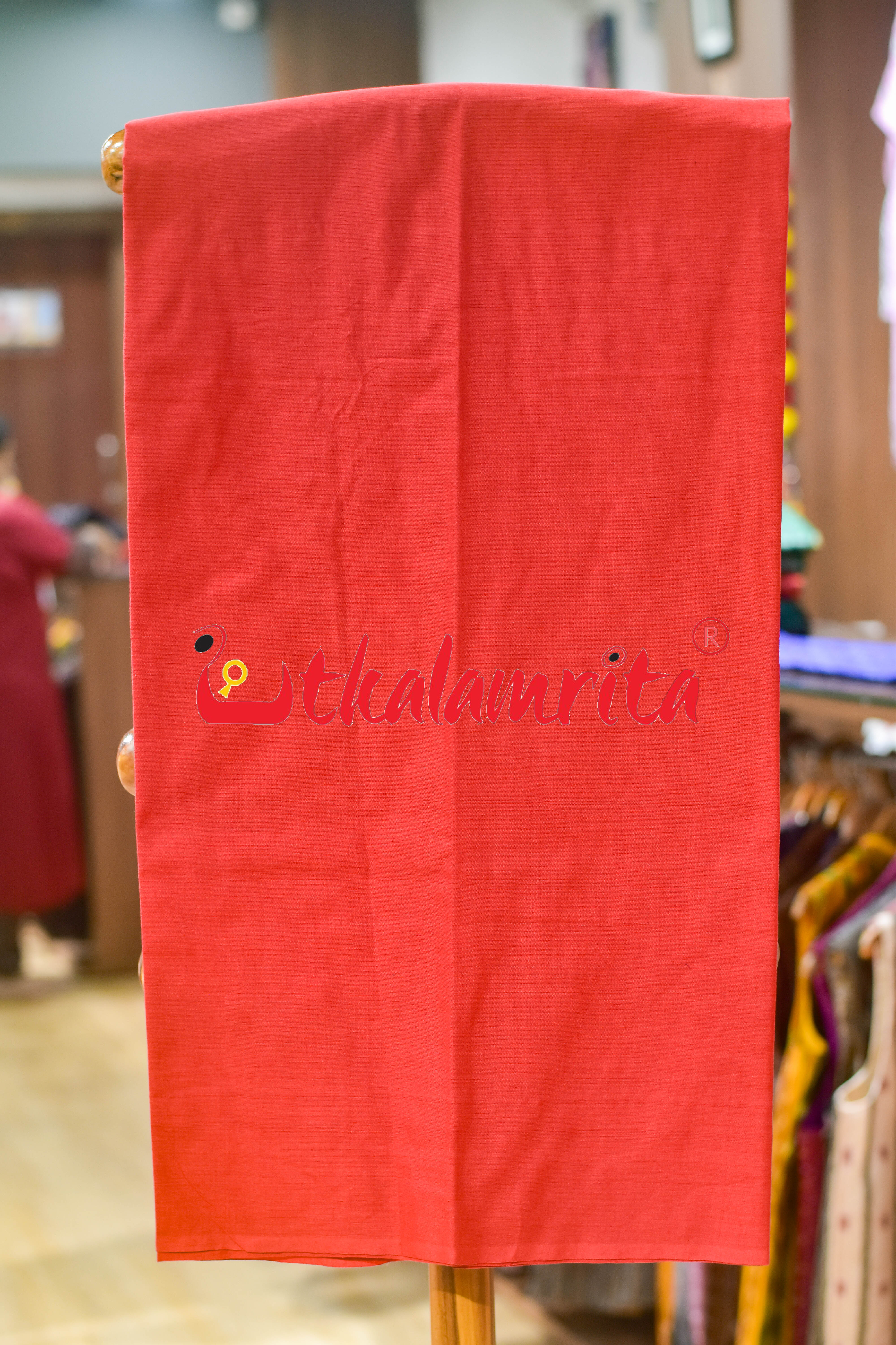 Blue Red Standing Tribals Sambalpuri Cotton Dress Set