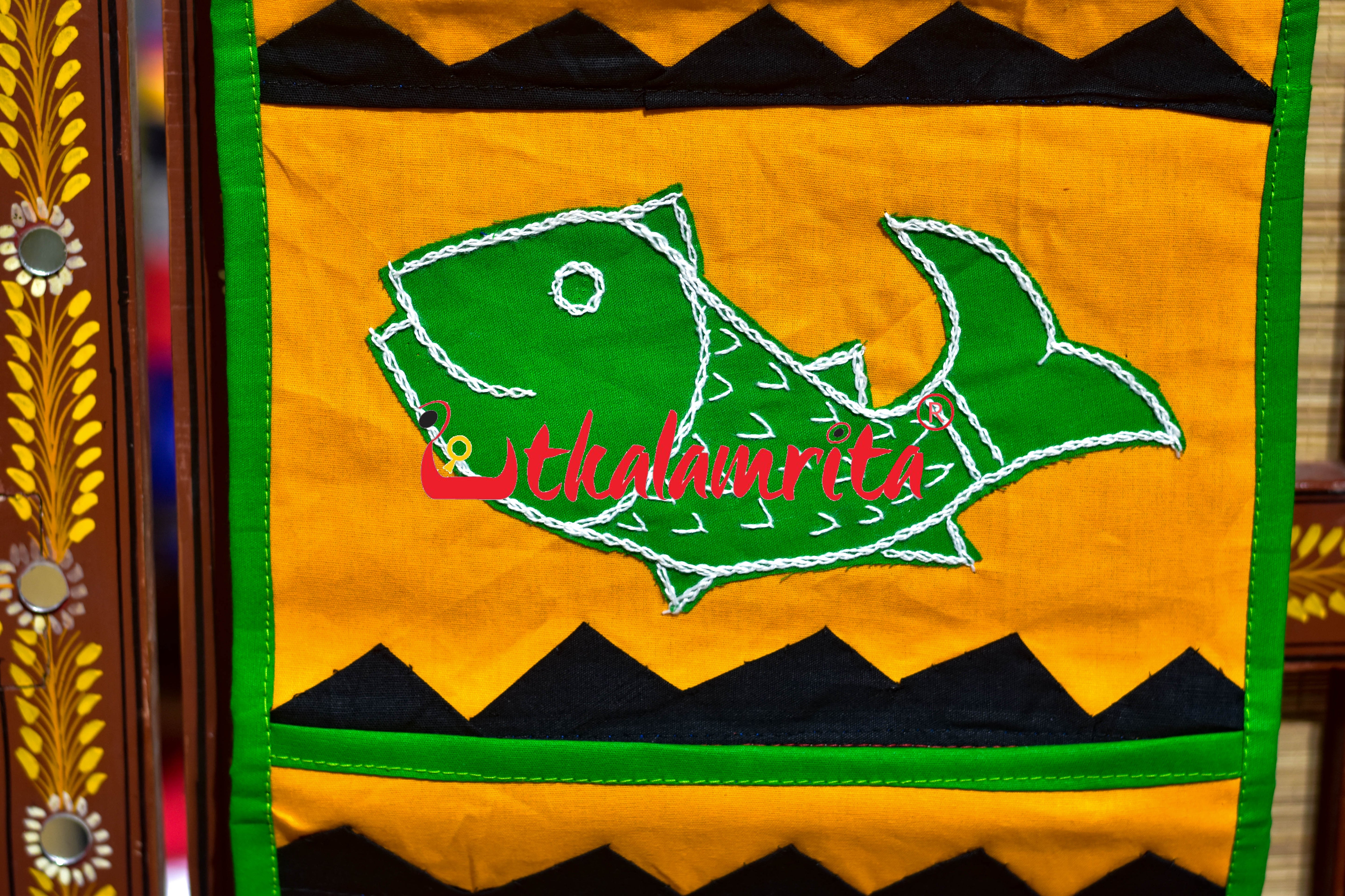 Yellow Green Middle Fish Pipli Applique Letter Box