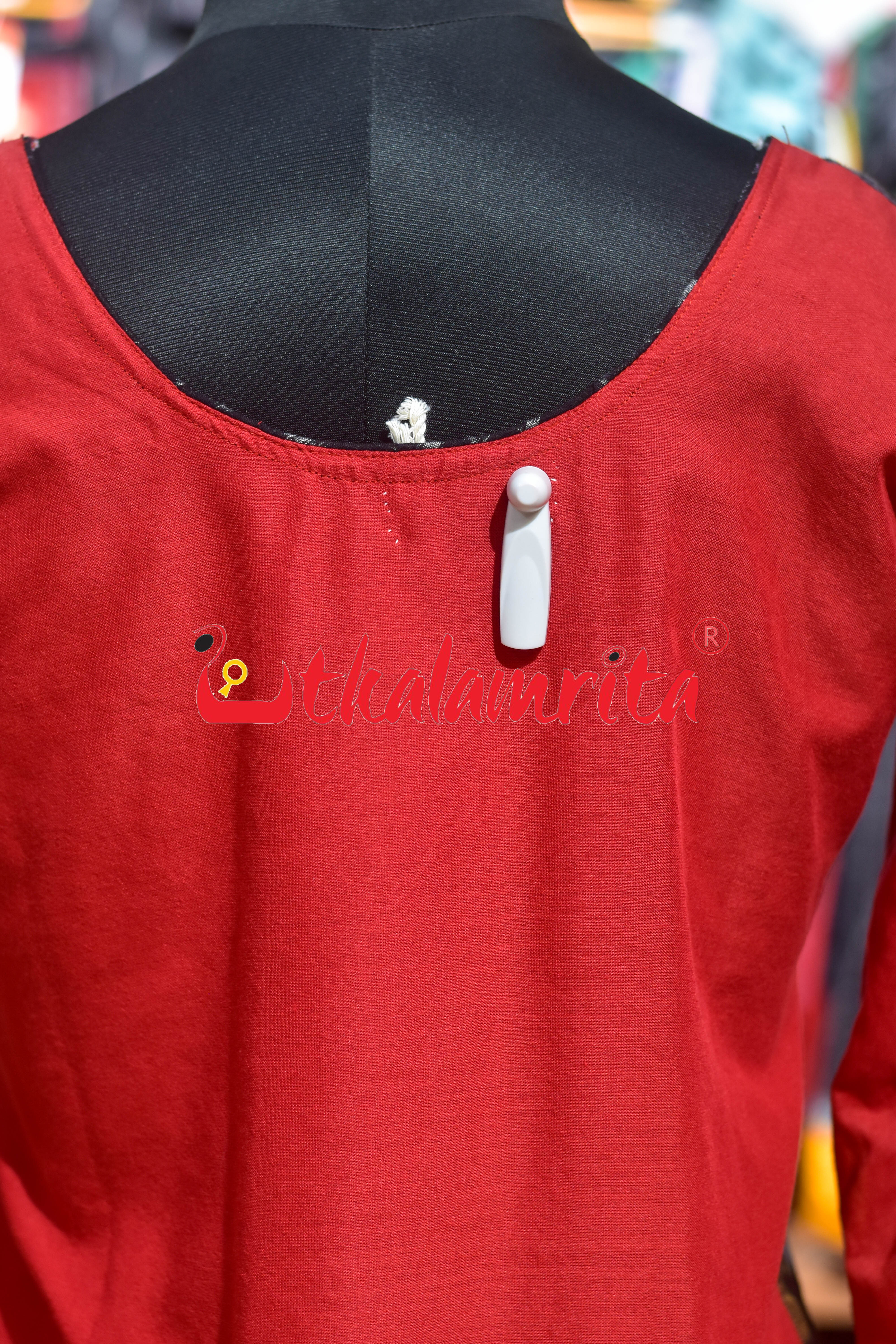 Red Sambalpuri Cotton (Ladies Kurta )