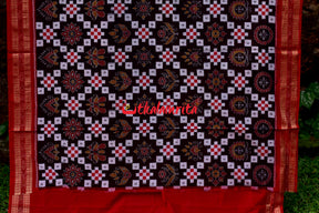 Padma Pasapali Black Red Sambalpuri Cotton Saree