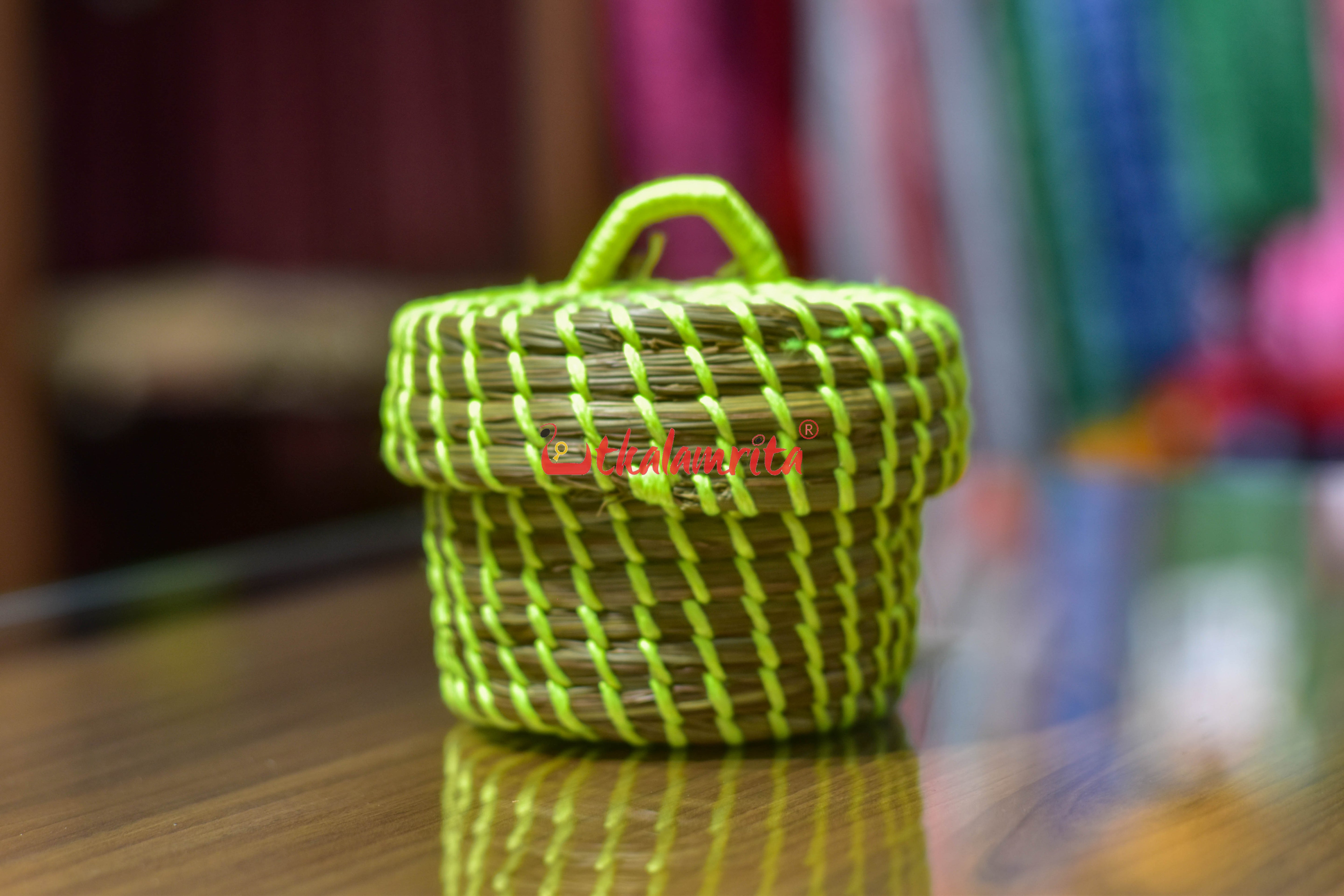Sabai Grass Fluroscent Green Thread Jewellery Box