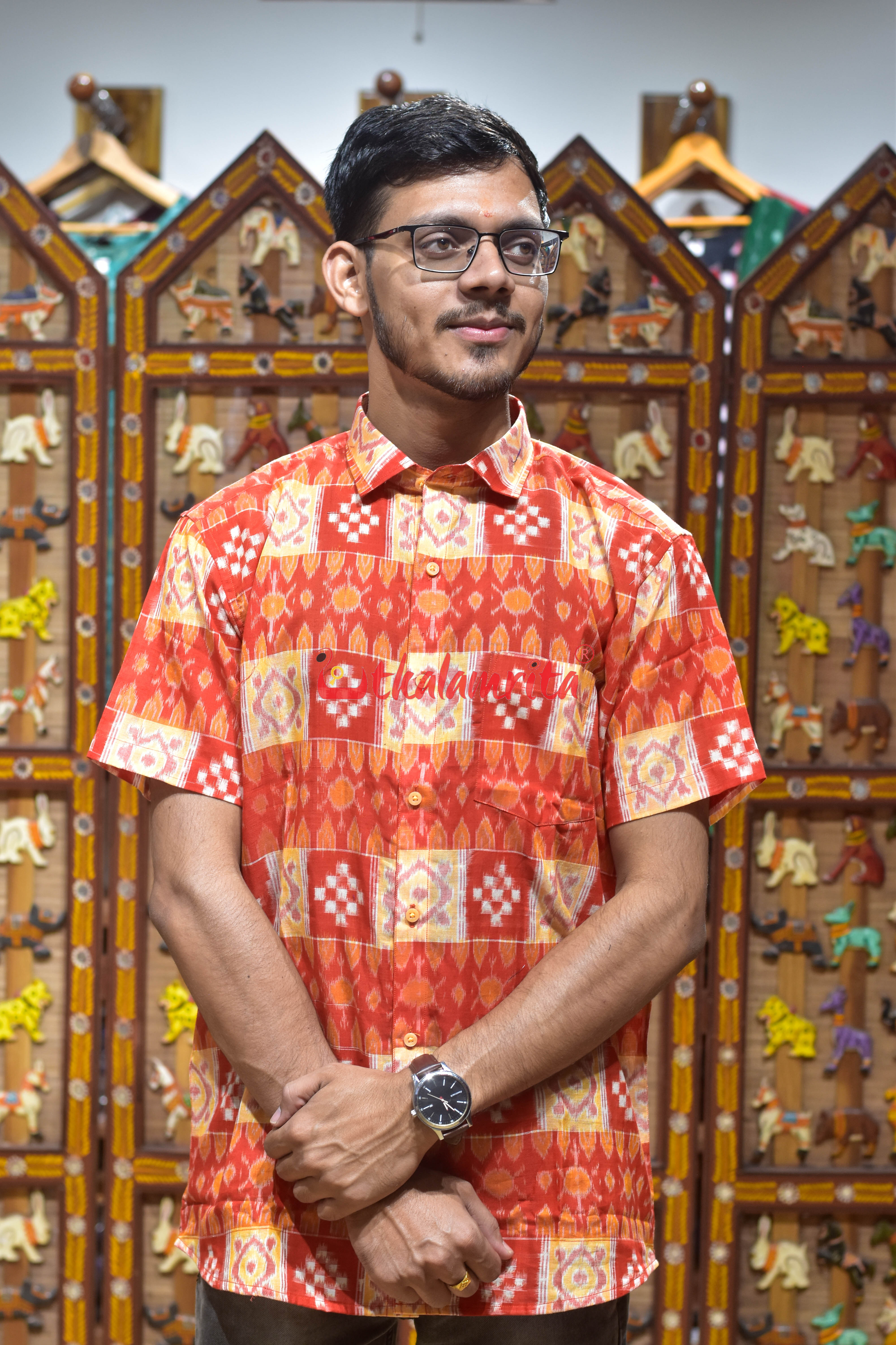 Red Utkal Lakhmi (Men's Half Shirt)
