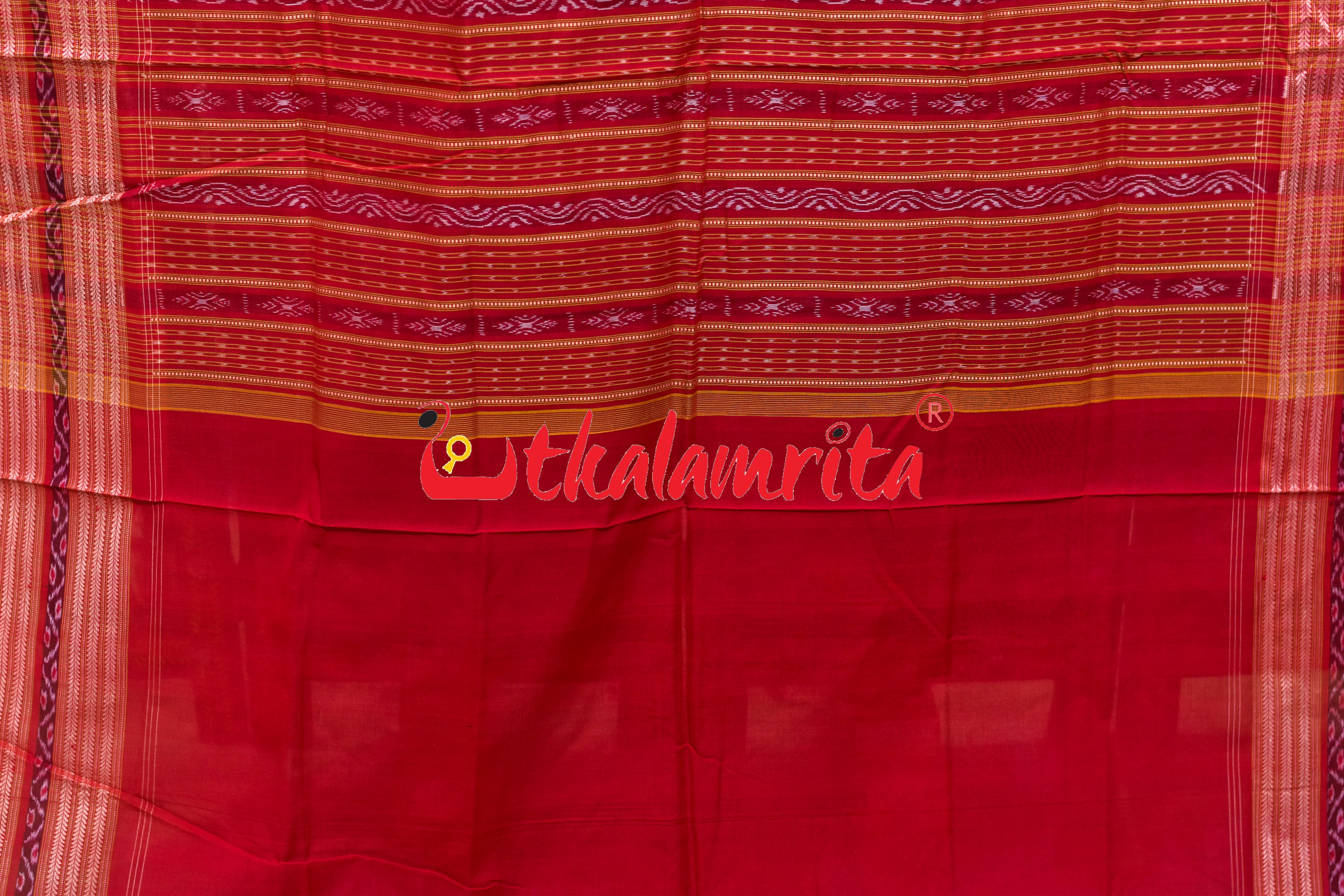 Black Red Dhadi Kangali Sambalpuri Cotton Saree