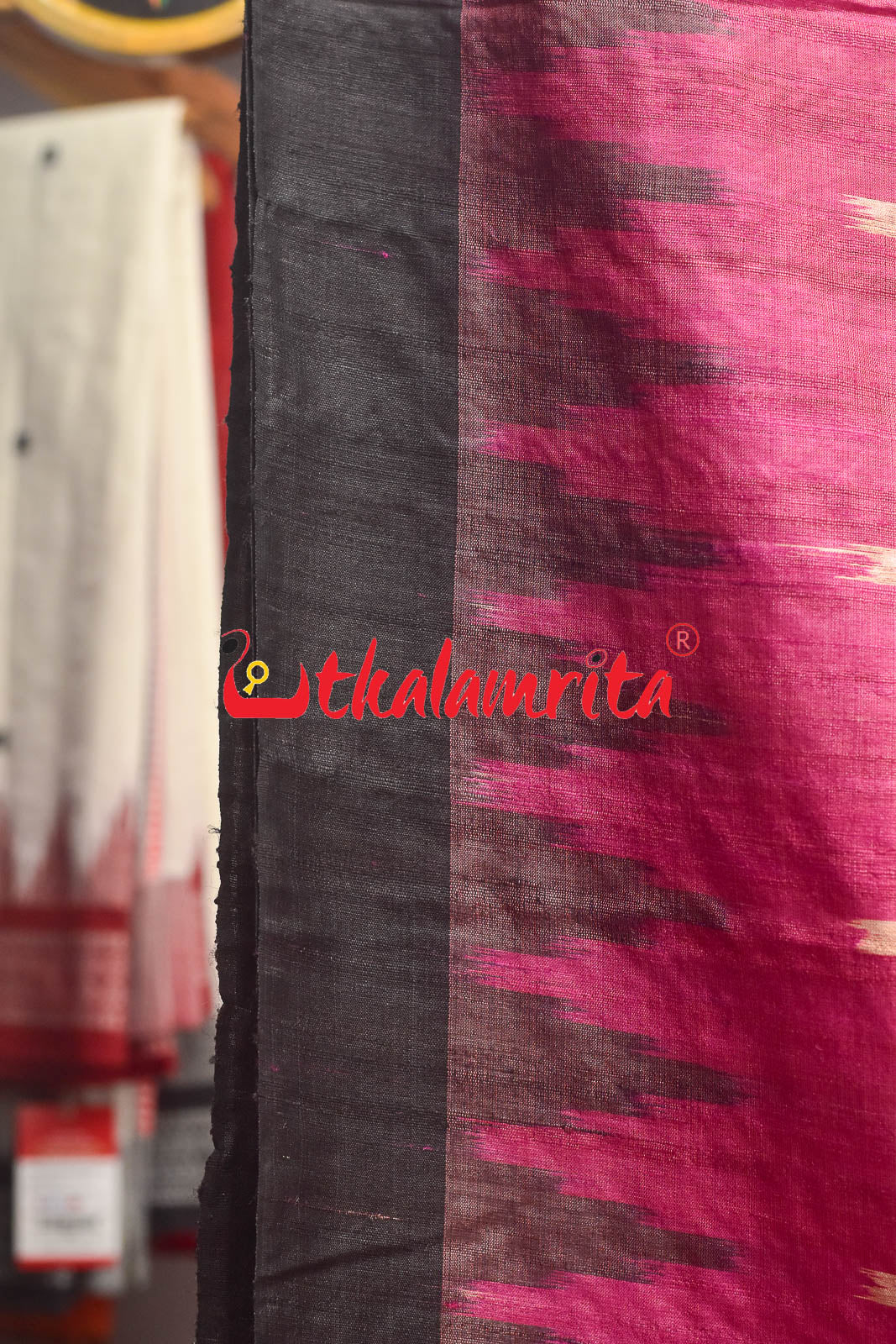 Body Pasapali Single Ikat Rani Black Gopalpur Tussar Saree