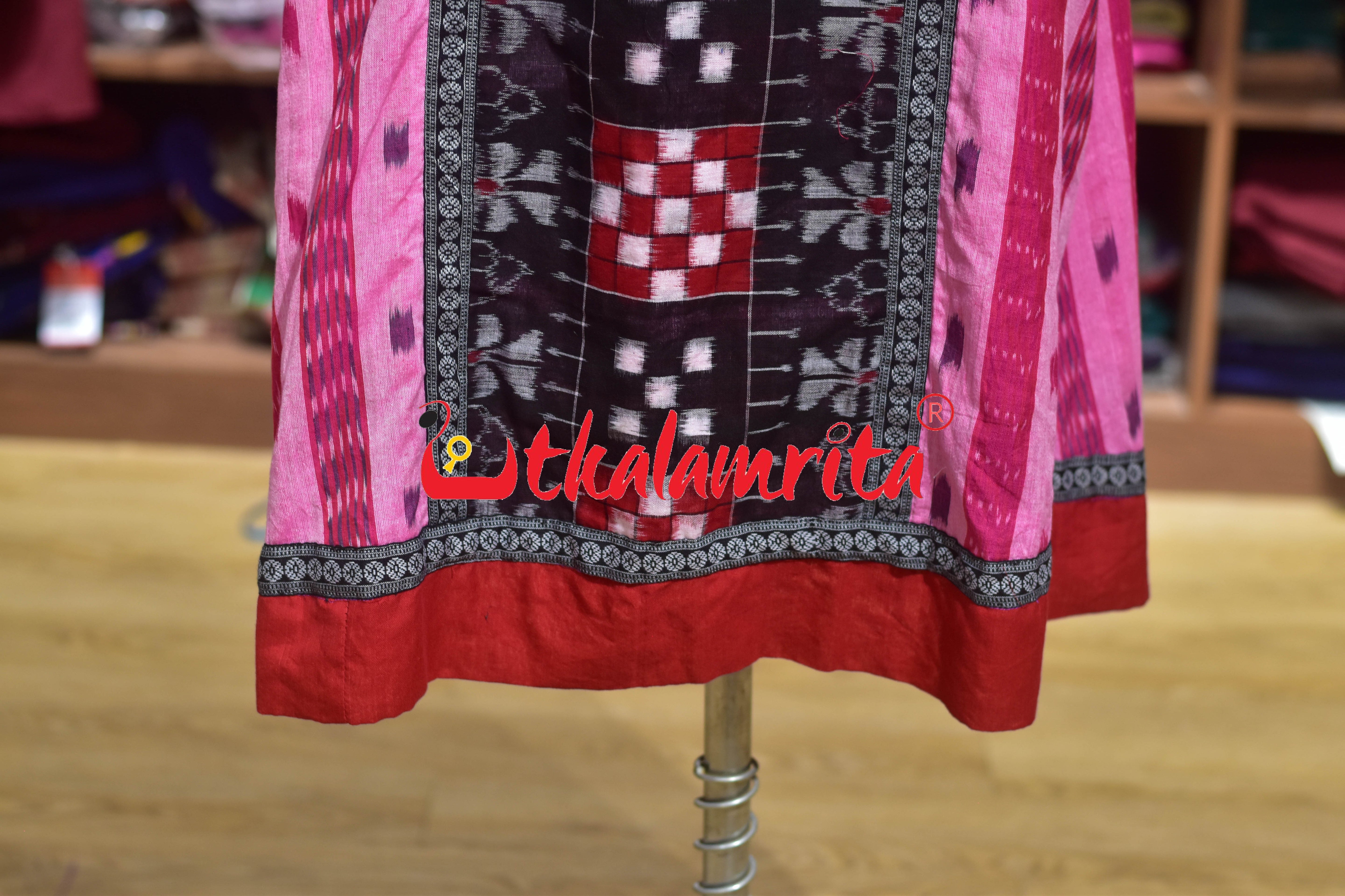 Pink Sambalpuri Cotton Anarkali