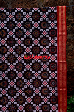 Padma Pasapali Black Red Sambalpuri Cotton Saree
