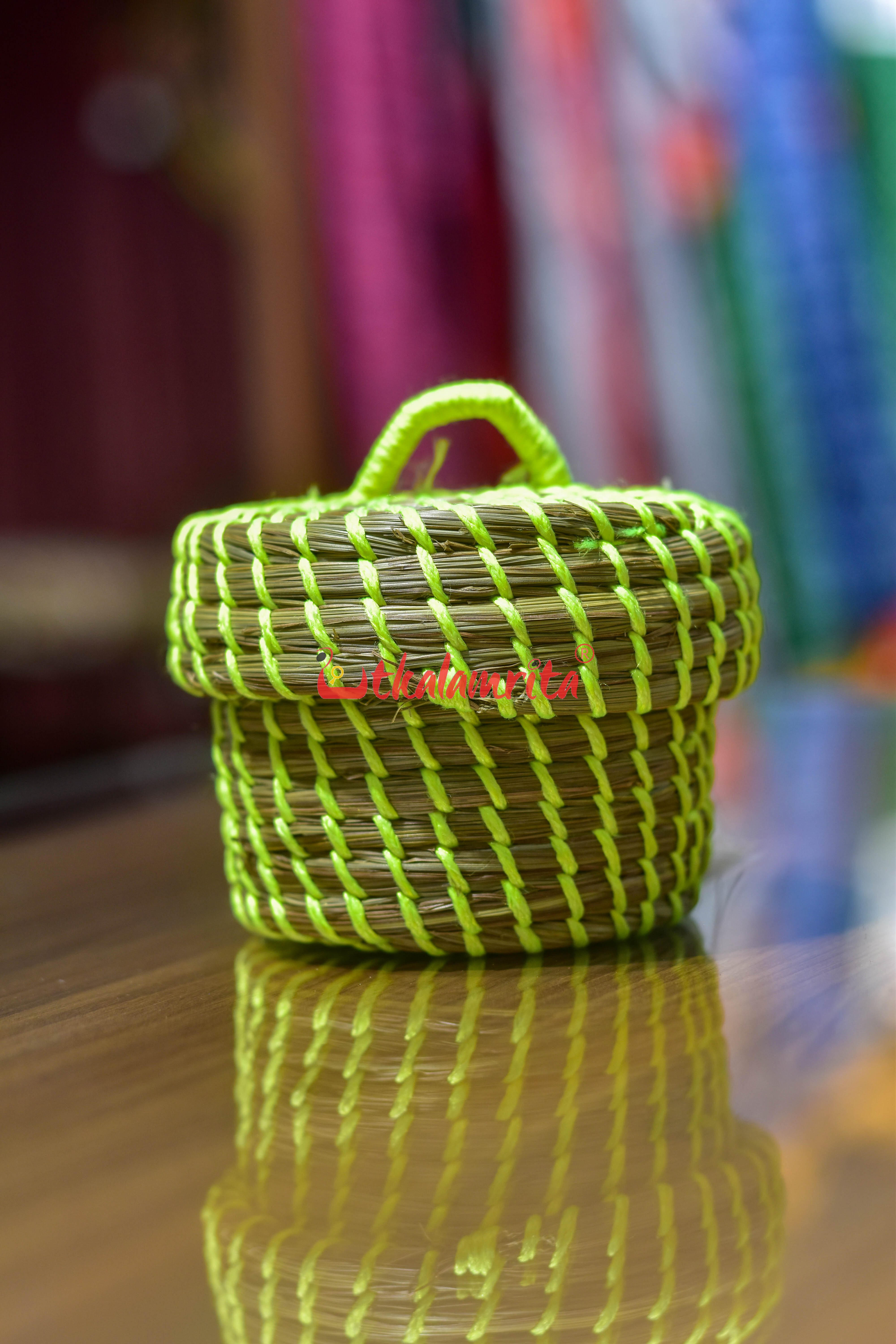 Sabai Grass Fluroscent Green Thread Jewellery Box