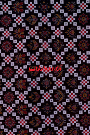 Padma Pasapali Black Red Sambalpuri Cotton Saree