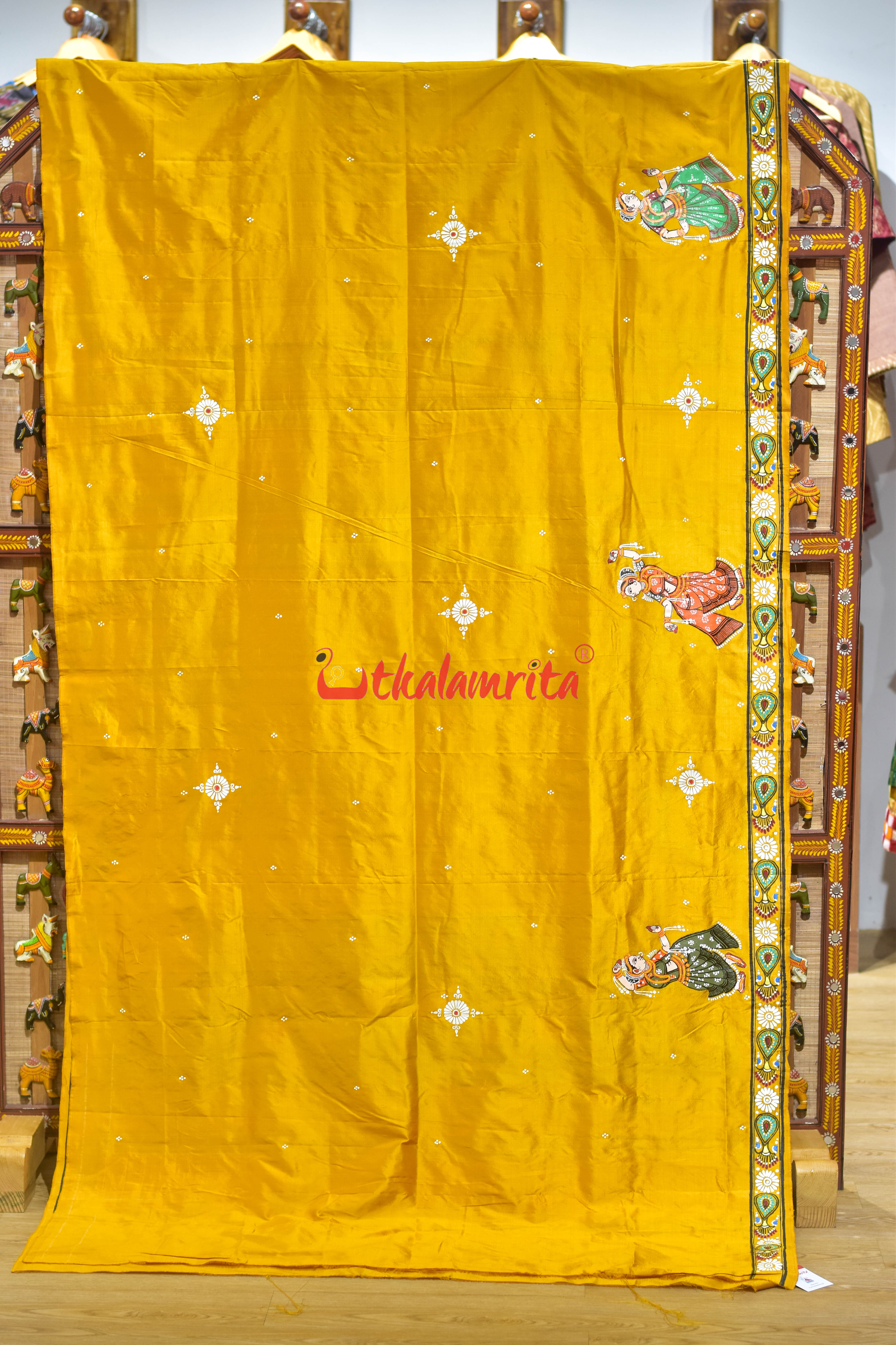 Golden Leela Pattachitra Silk Saree