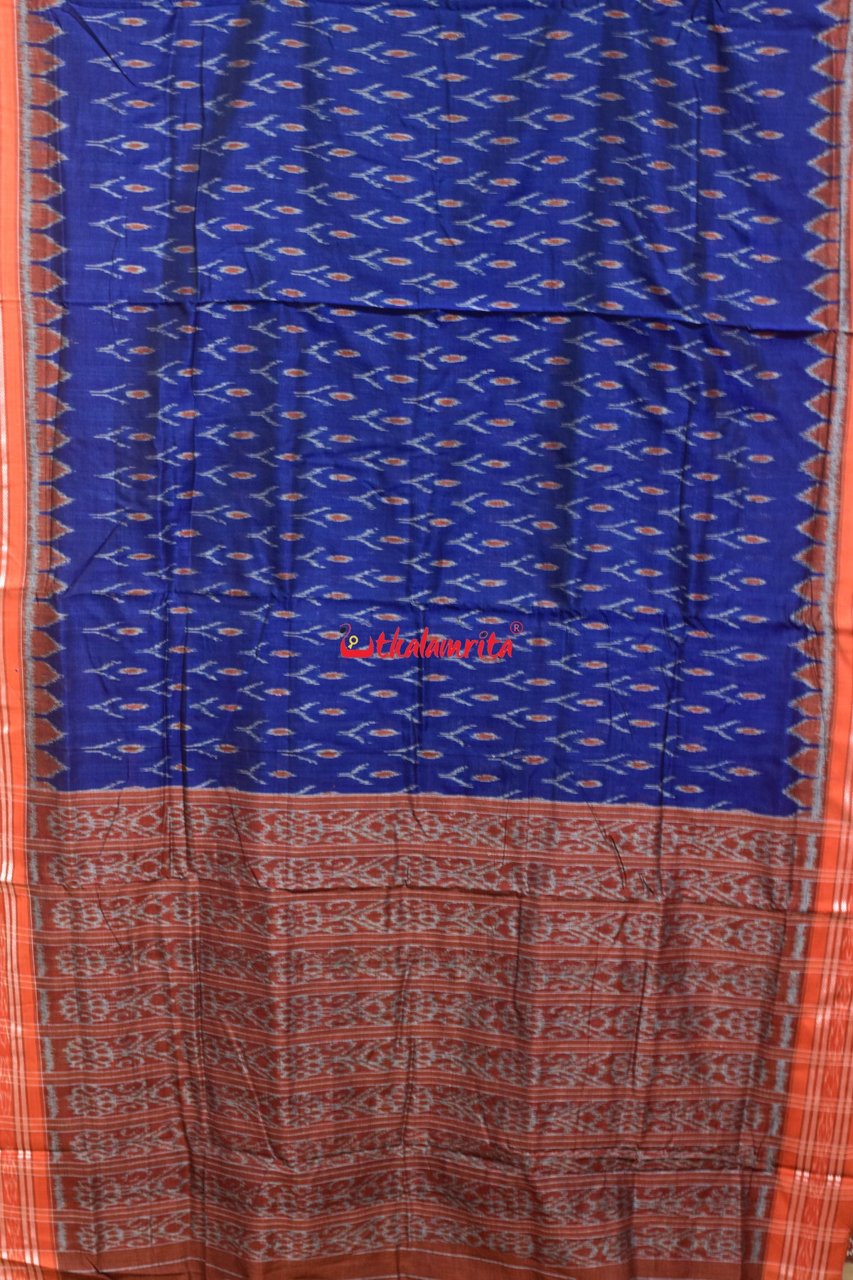 Blue Orange Labanga Khandua Cotton Saree