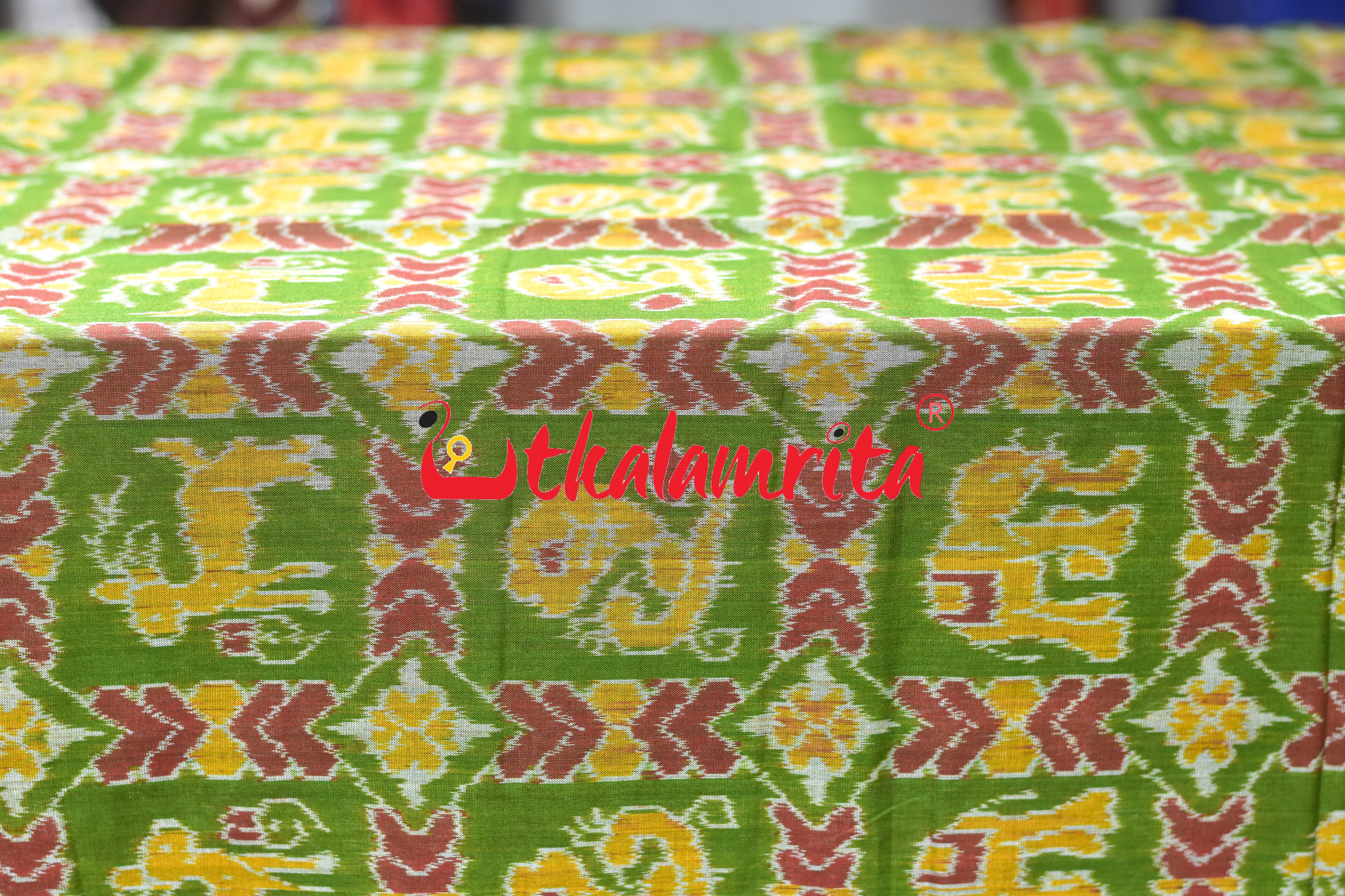 Mehendi Red Kothi Animal Sambalpuri Cotton (Fabric)