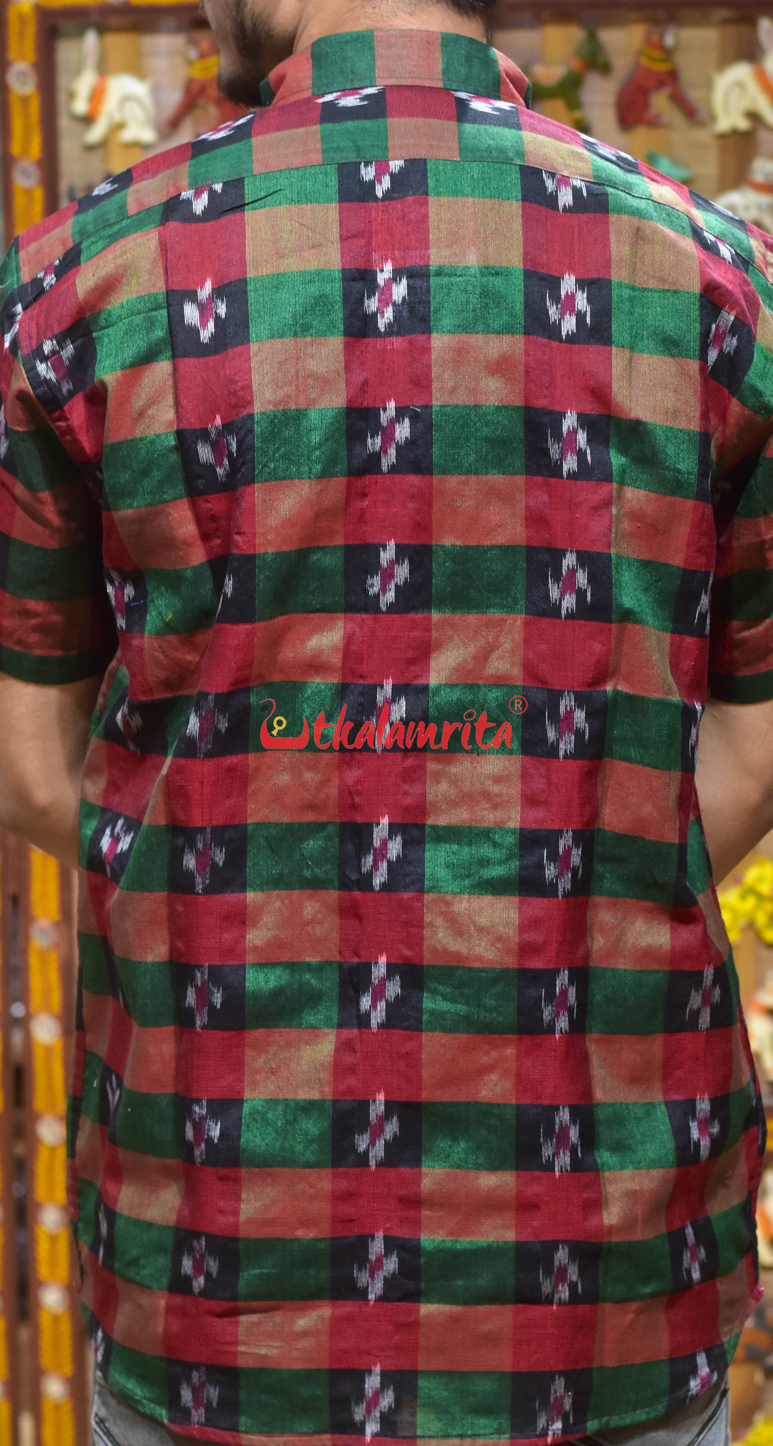 Black Green Checks Pasapali (Men's Half Shirt)