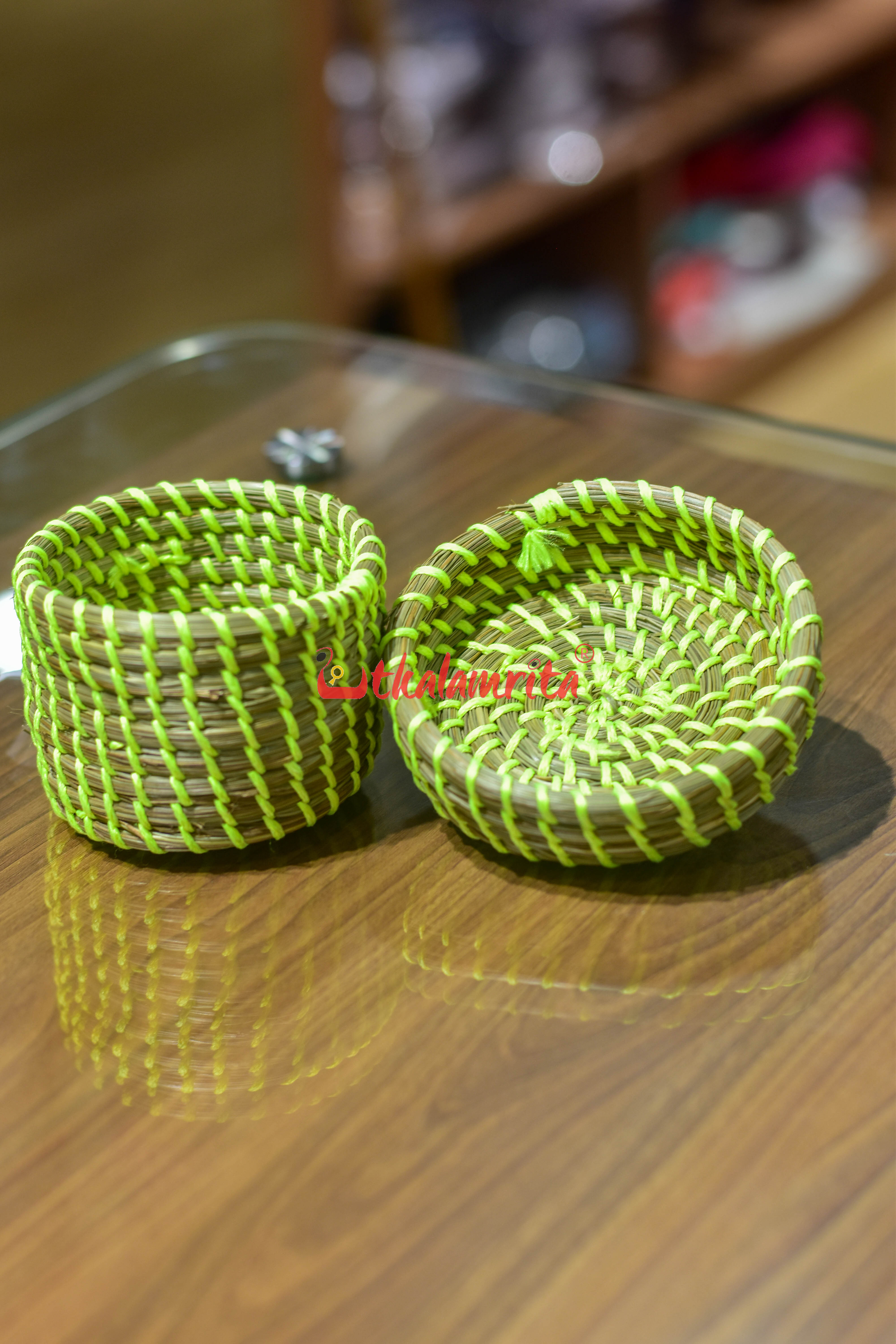 Sabai Grass Fluroscent Green Thread Jewellery Box