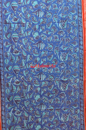 Blue Sankha Sambalpuri Cotton Saree