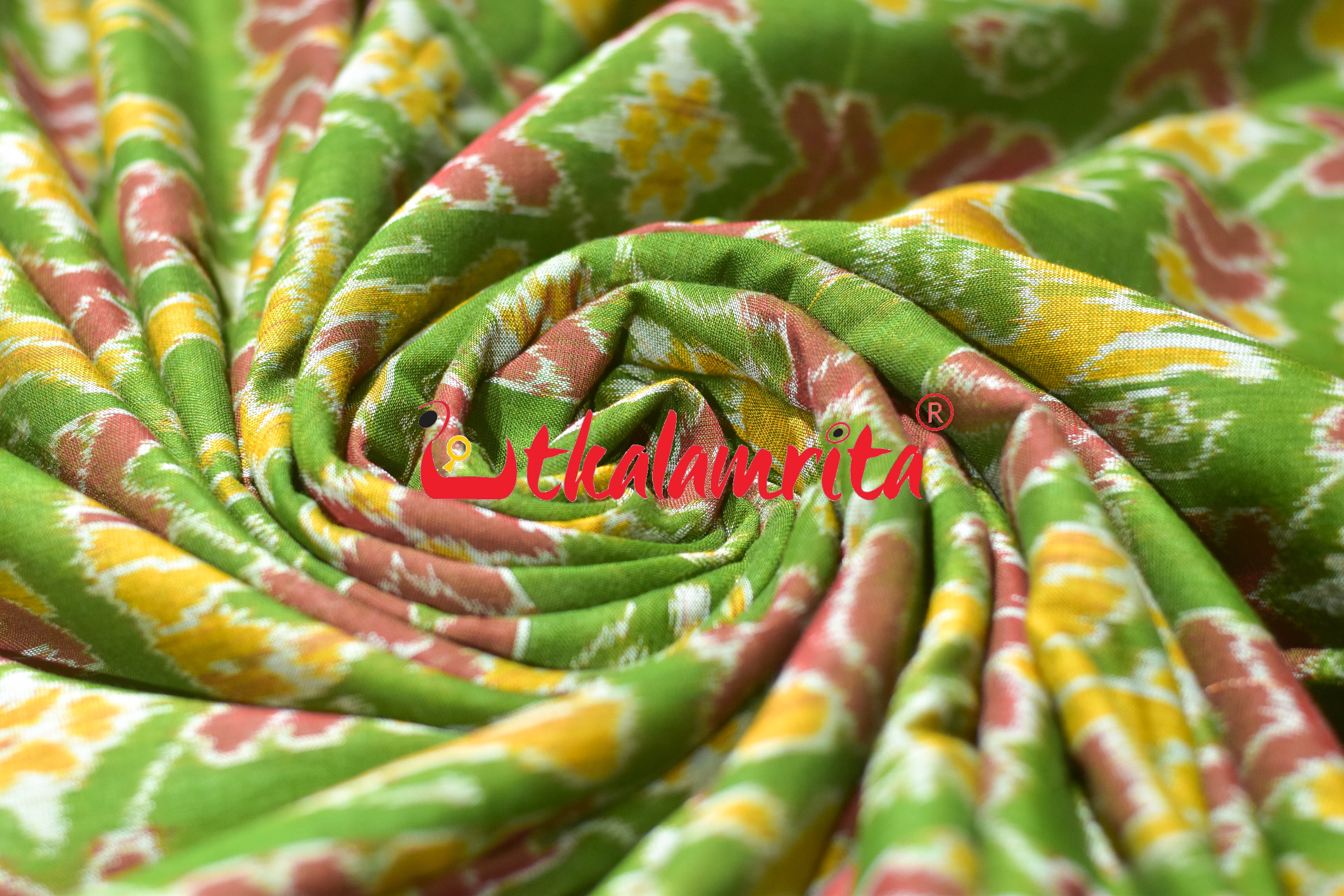 Mehendi Red Kothi Animal Sambalpuri Cotton (Fabric)