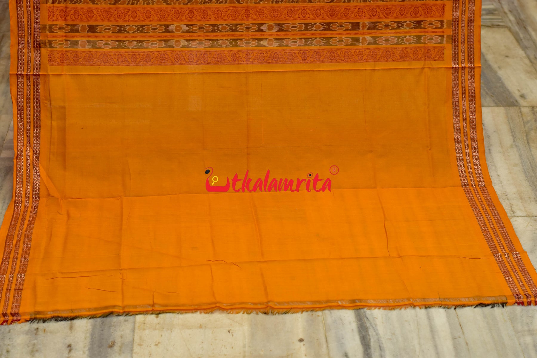 Maroon Yellow Padam Bomkai Cotton Saree