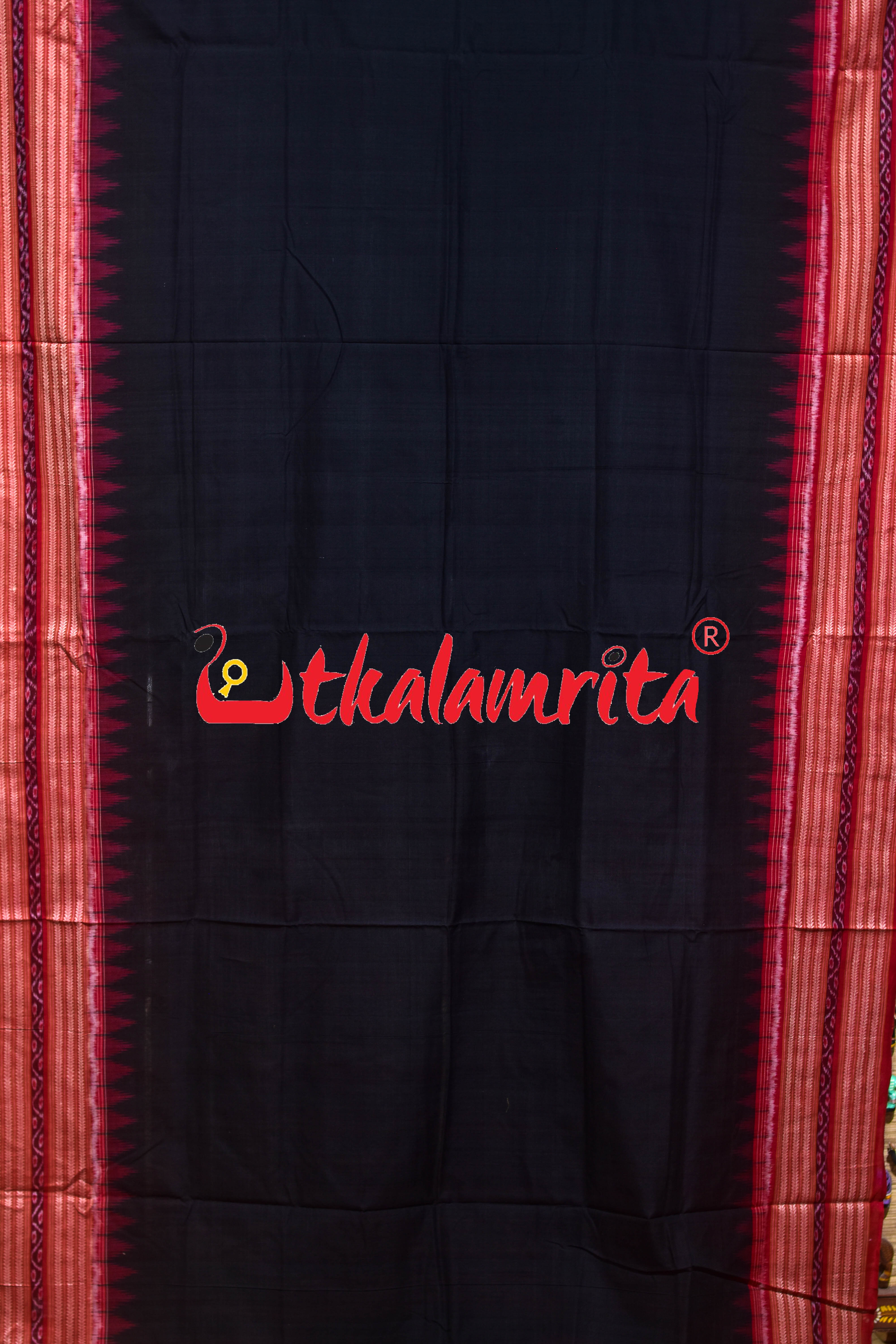 Black Red Dhadi Kangali Sambalpuri Cotton Saree