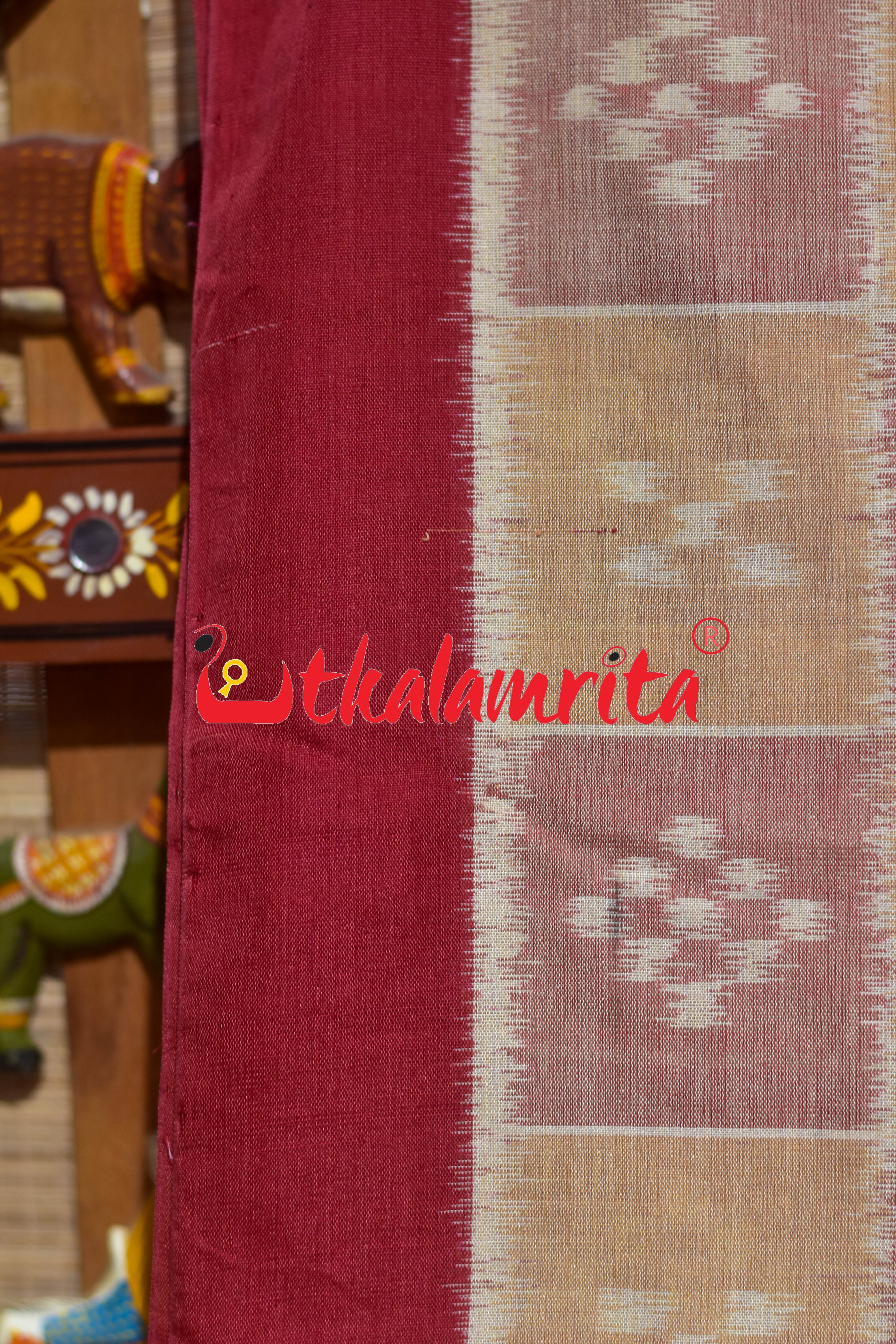 Beige Brown Body Pasapali Khandua Cotton Saree