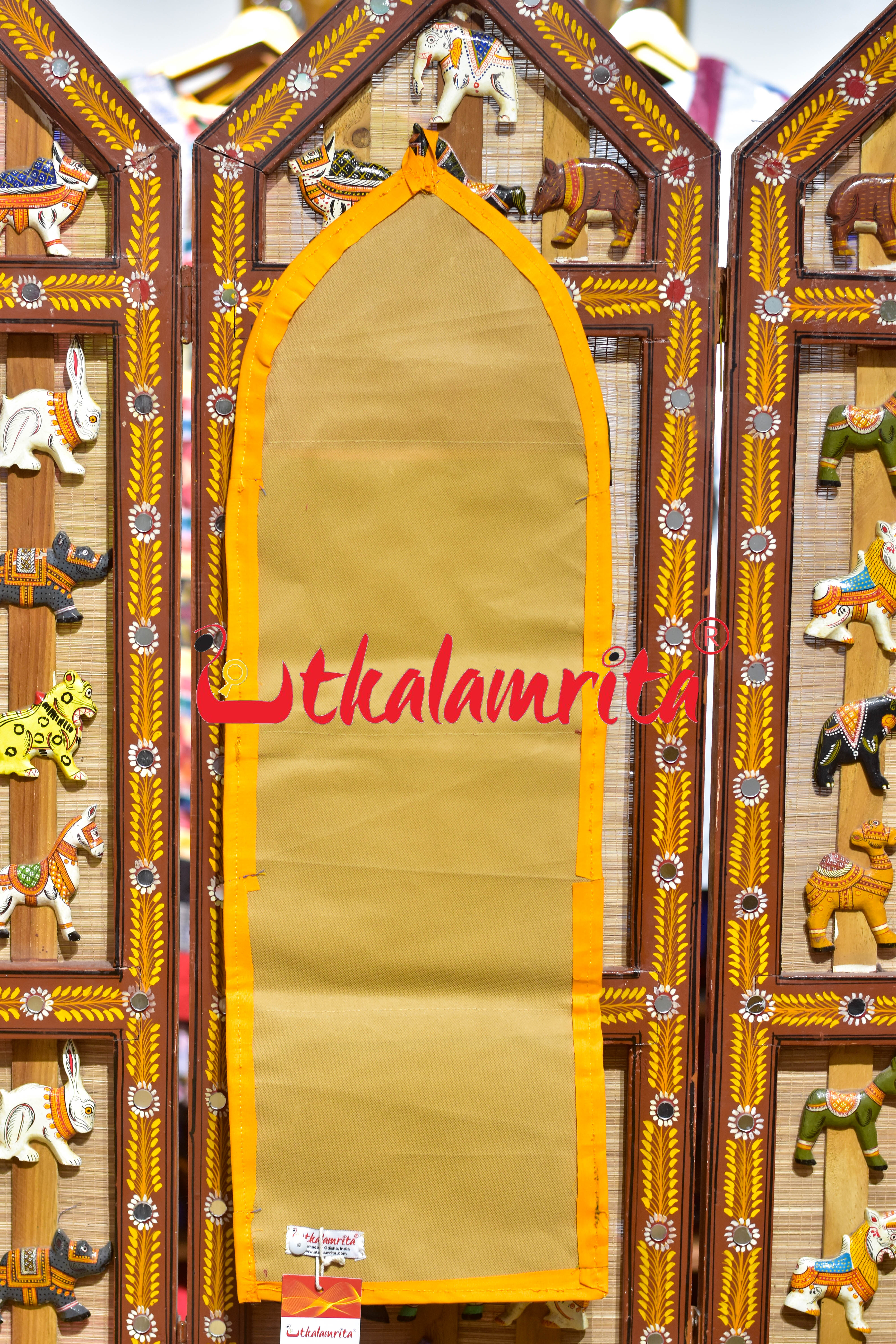 Red Green Triple Animal Pipli Applique Letter Box