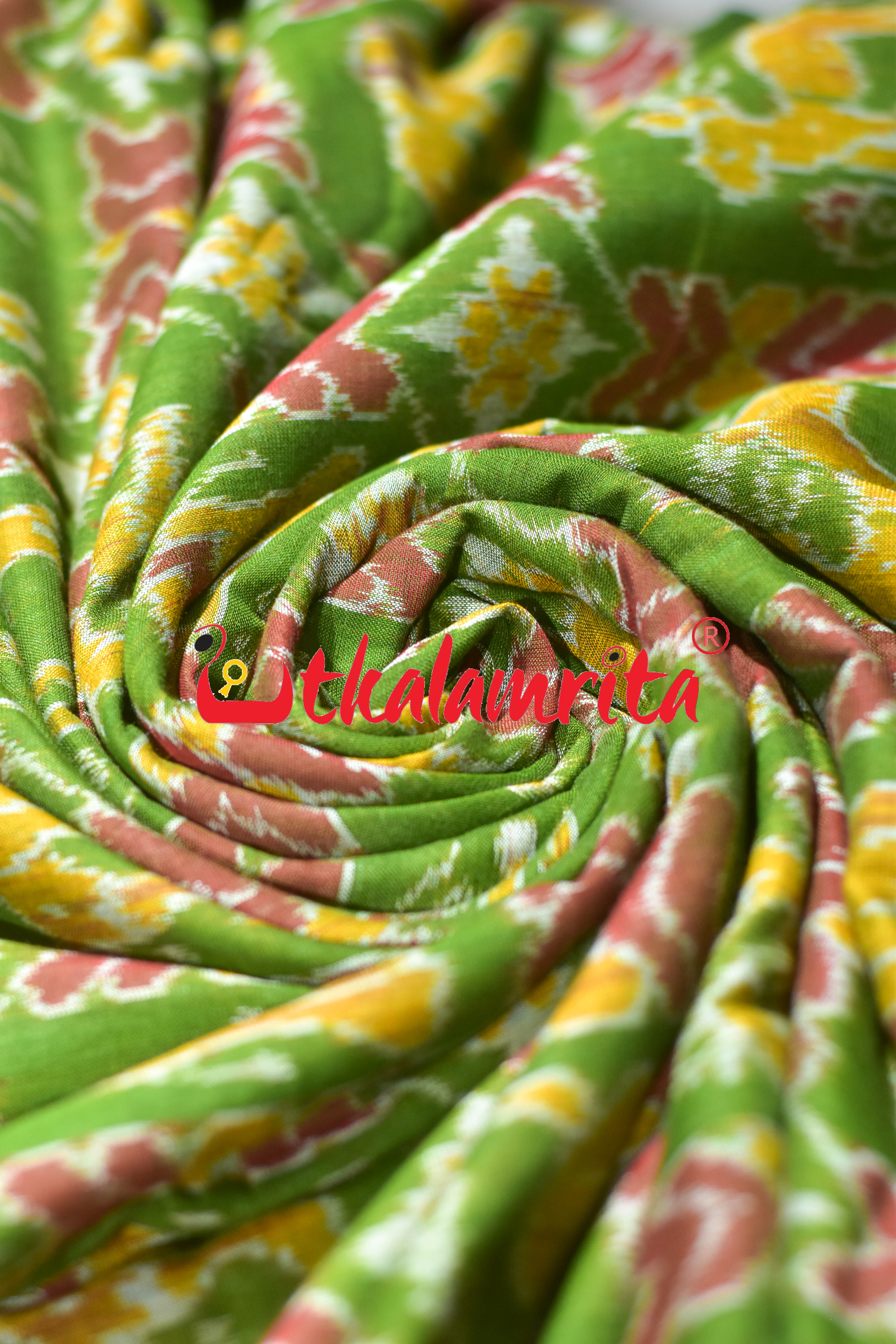 Mehendi Red Kothi Animal Sambalpuri Cotton (Fabric)