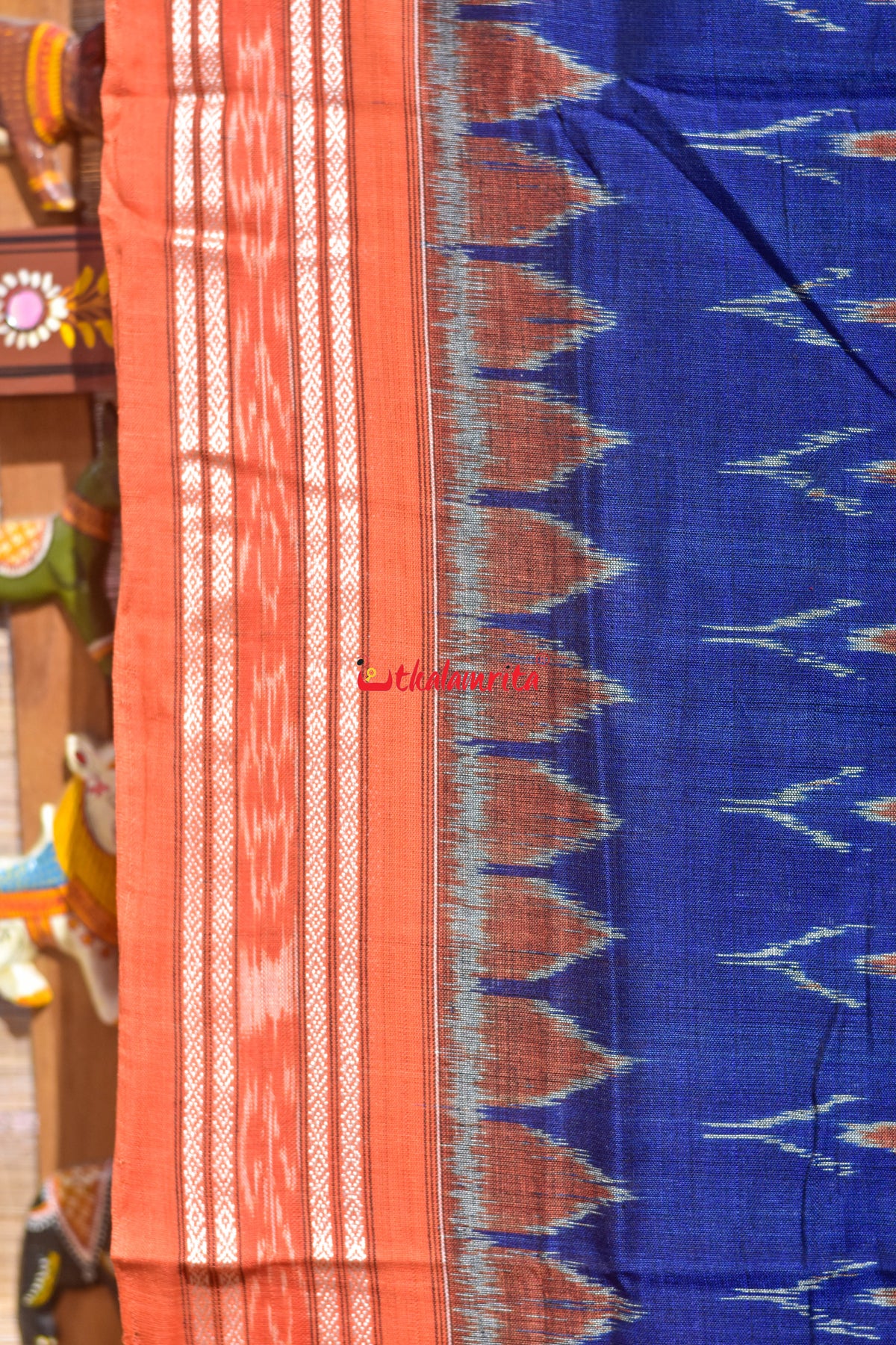 Blue Orange Labanga Khandua Cotton Saree