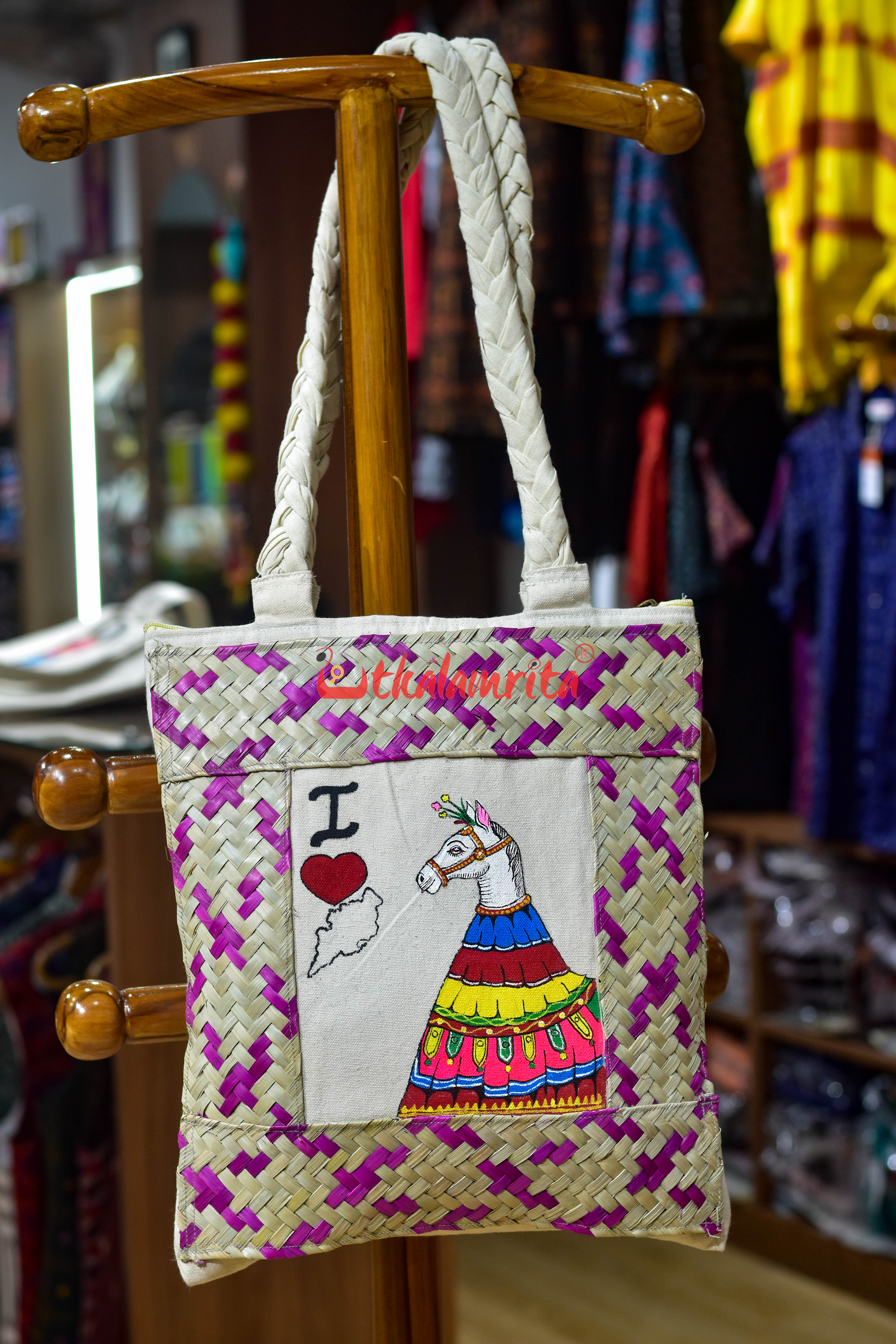 I Love Odisha White Chaiti Ghoda Canvas Tote Bag