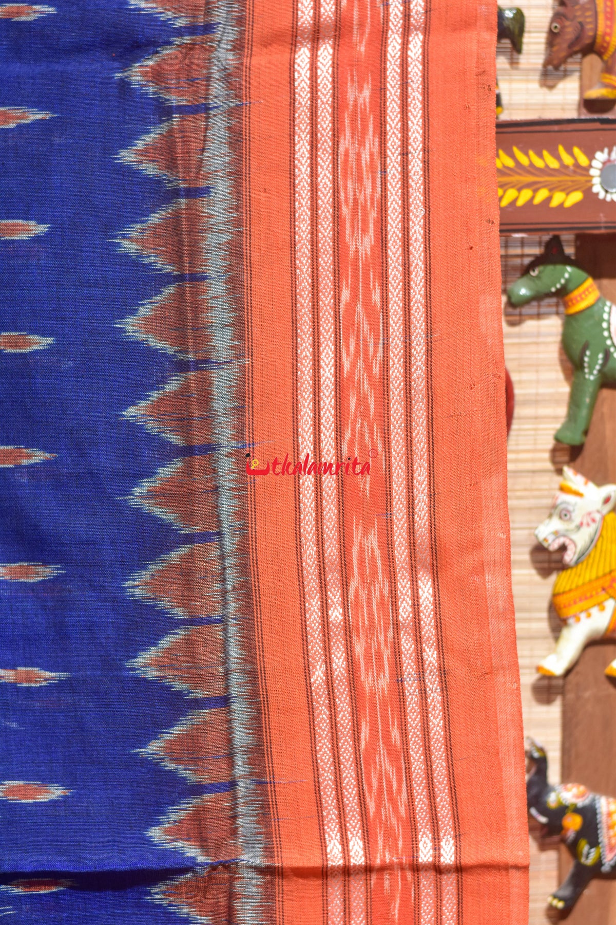 Blue Orange Labanga Khandua Cotton Saree