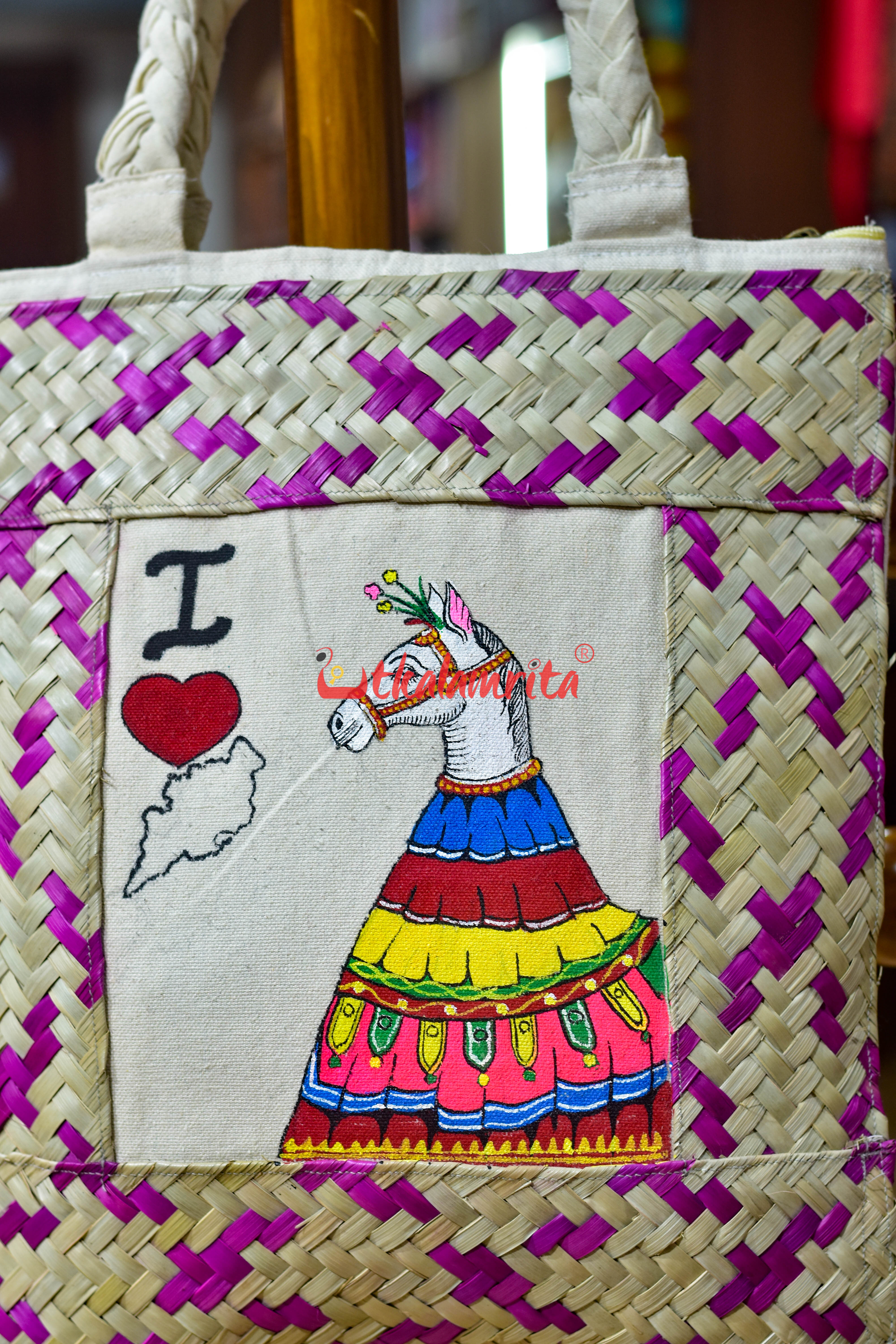 I Love Odisha White Chaiti Ghoda Canvas Tote Bag