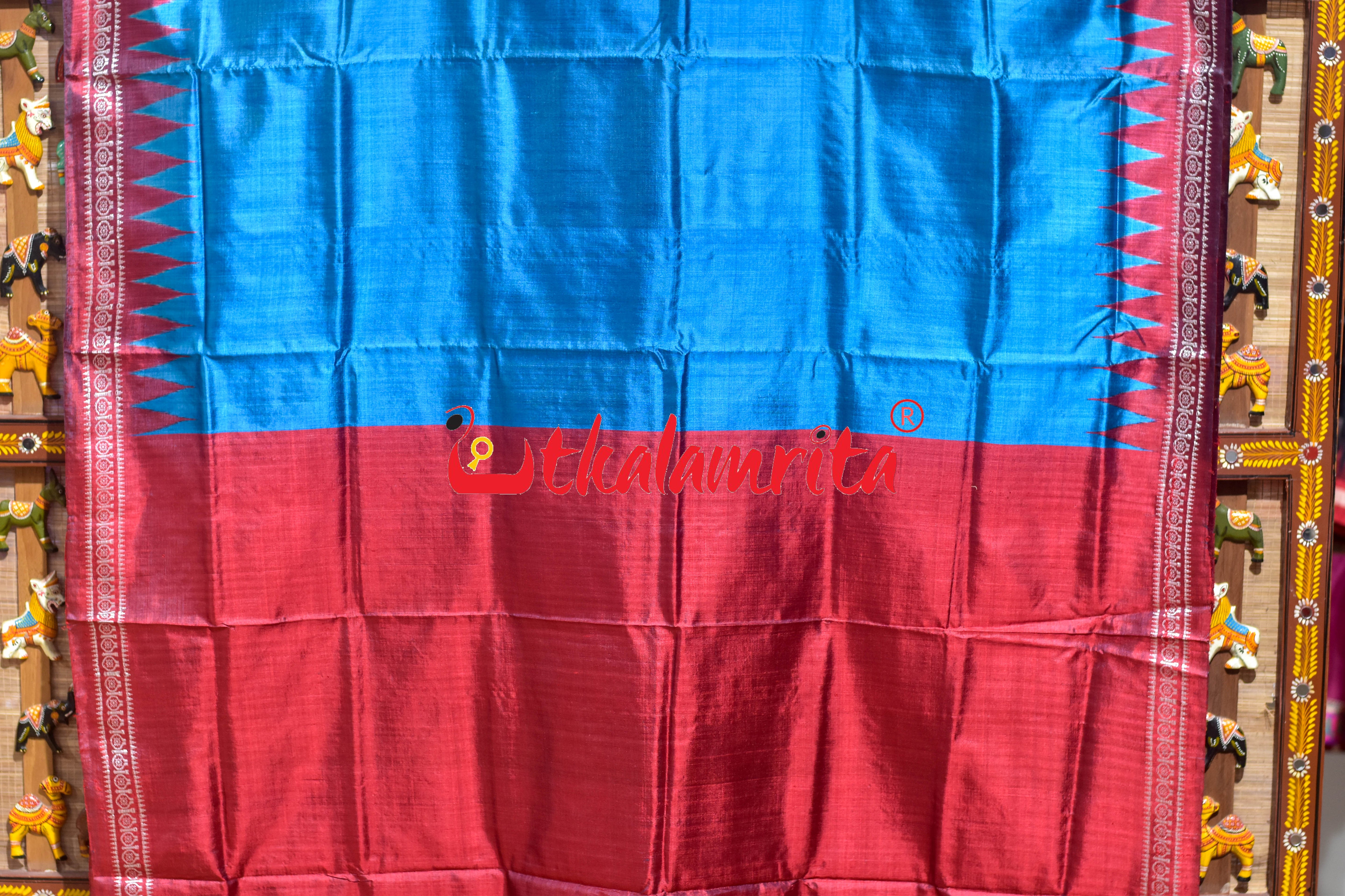 Blue Mulbery Om Gopalpur Tussar Silk Saree