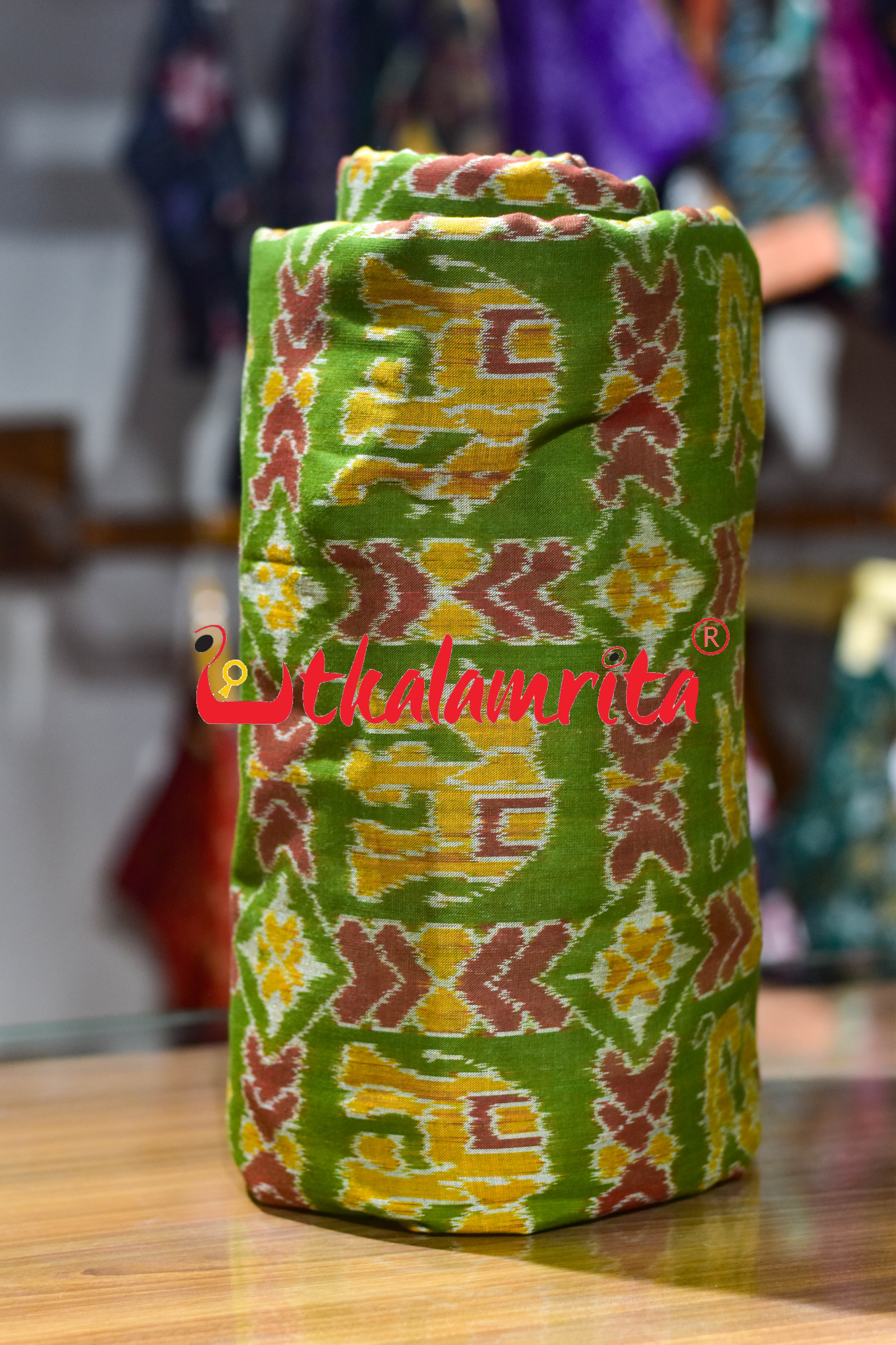 Mehendi Red Kothi Animal Sambalpuri Cotton (Fabric)