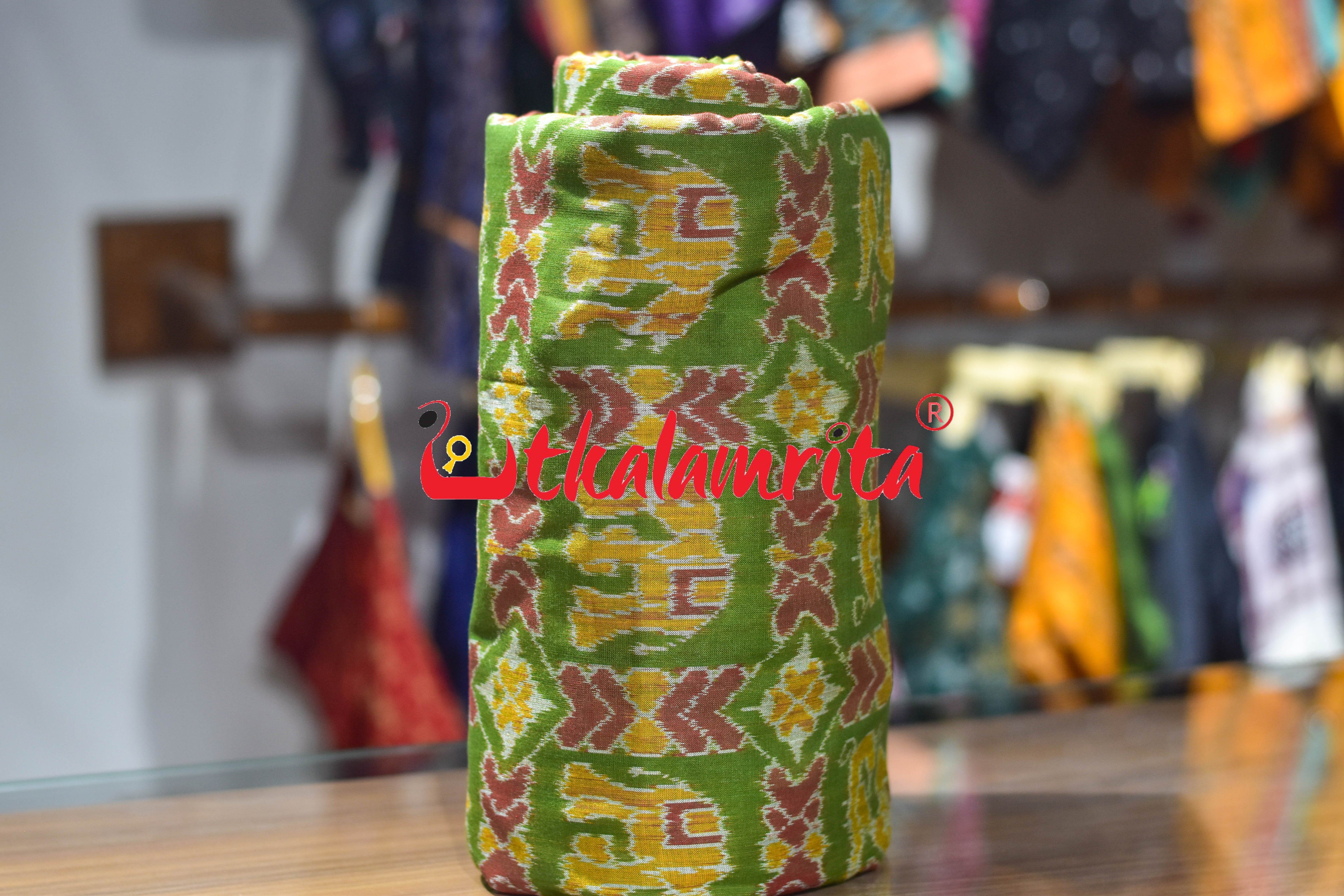 Mehendi Red Kothi Animal Sambalpuri Cotton (Fabric)