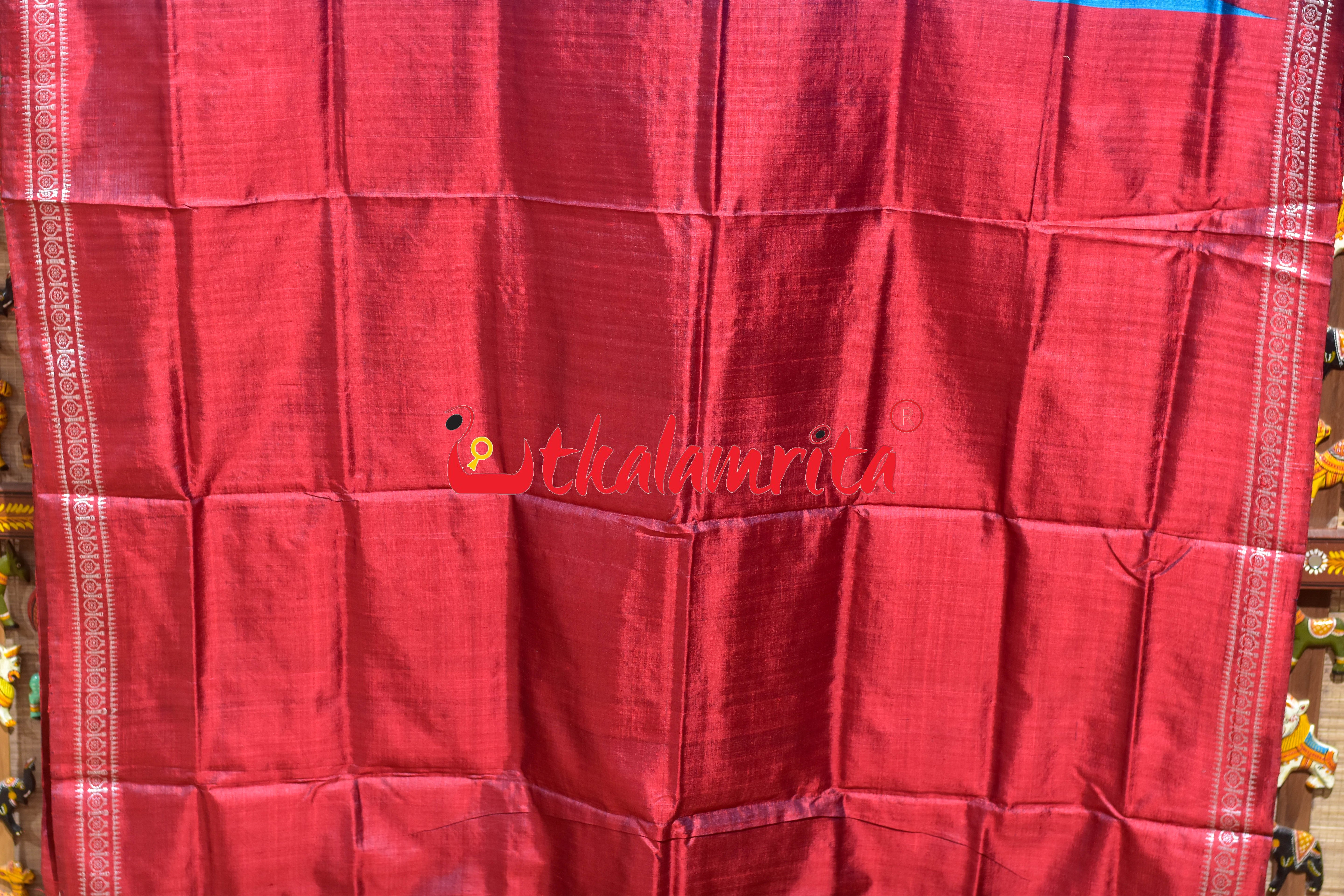 Blue Mulbery Om Gopalpur Tussar Silk Saree