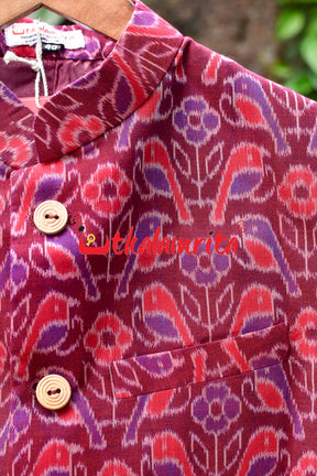 Red Birds On Maroon (Modi Jacket)