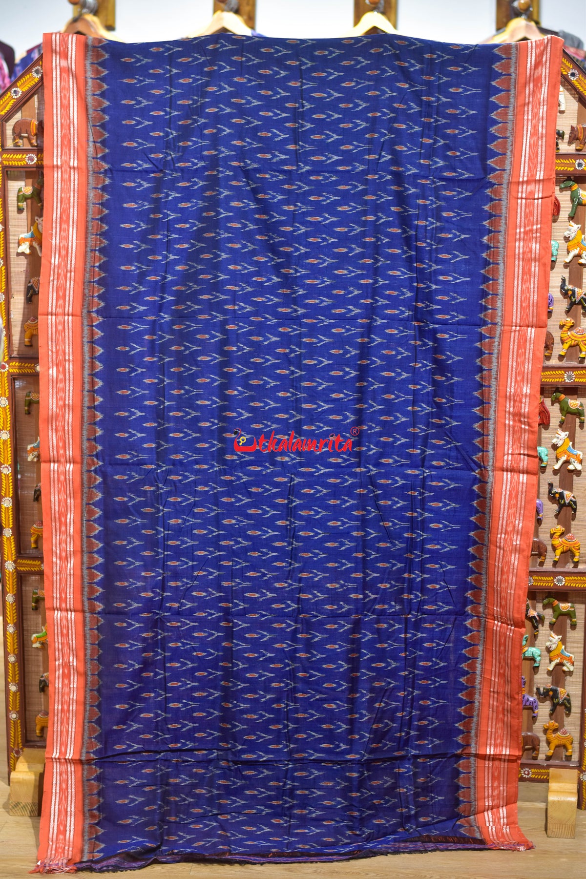 Blue Orange Labanga Khandua Cotton Saree