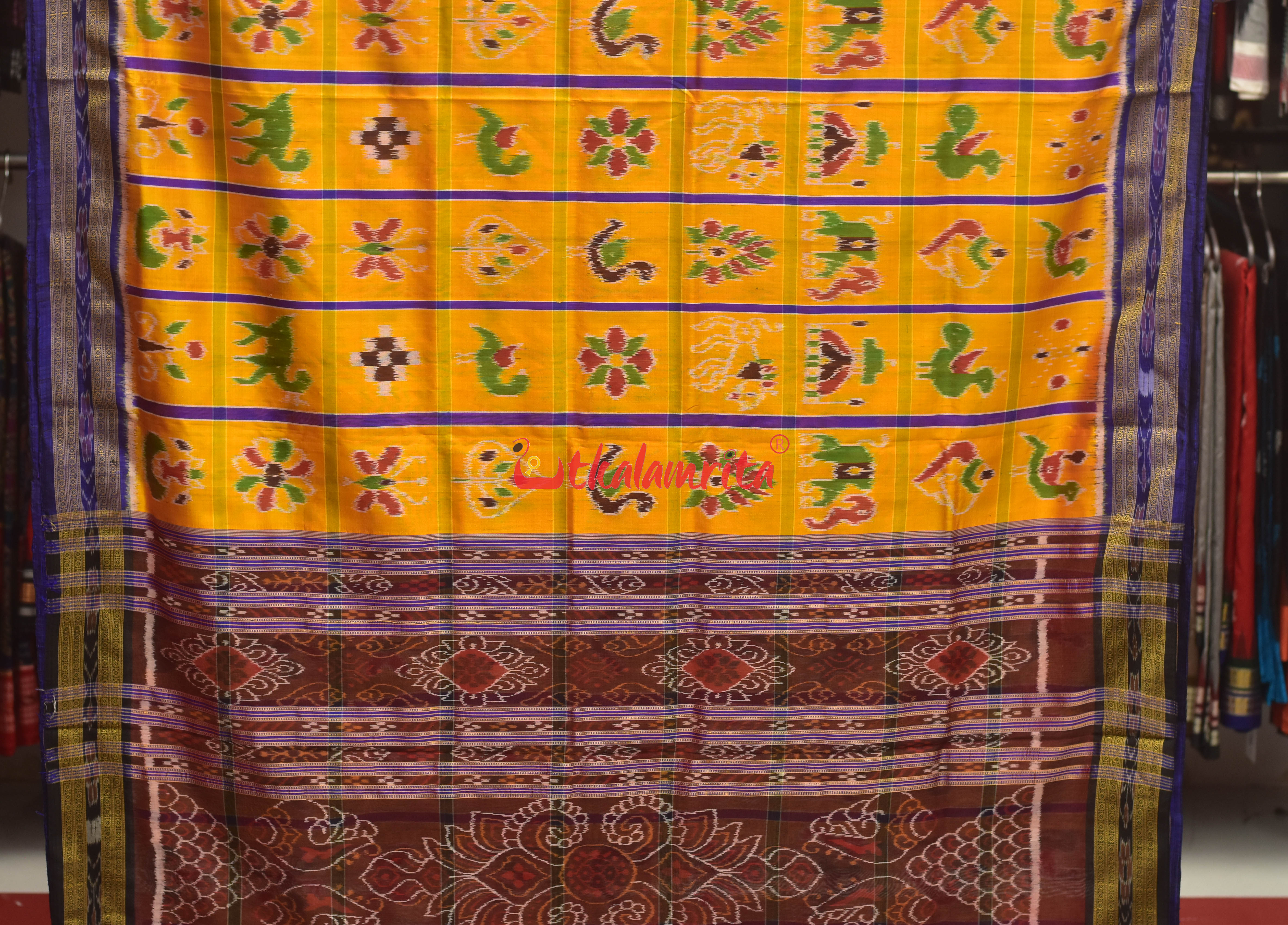 Yellow Blue Nabarangi Silk