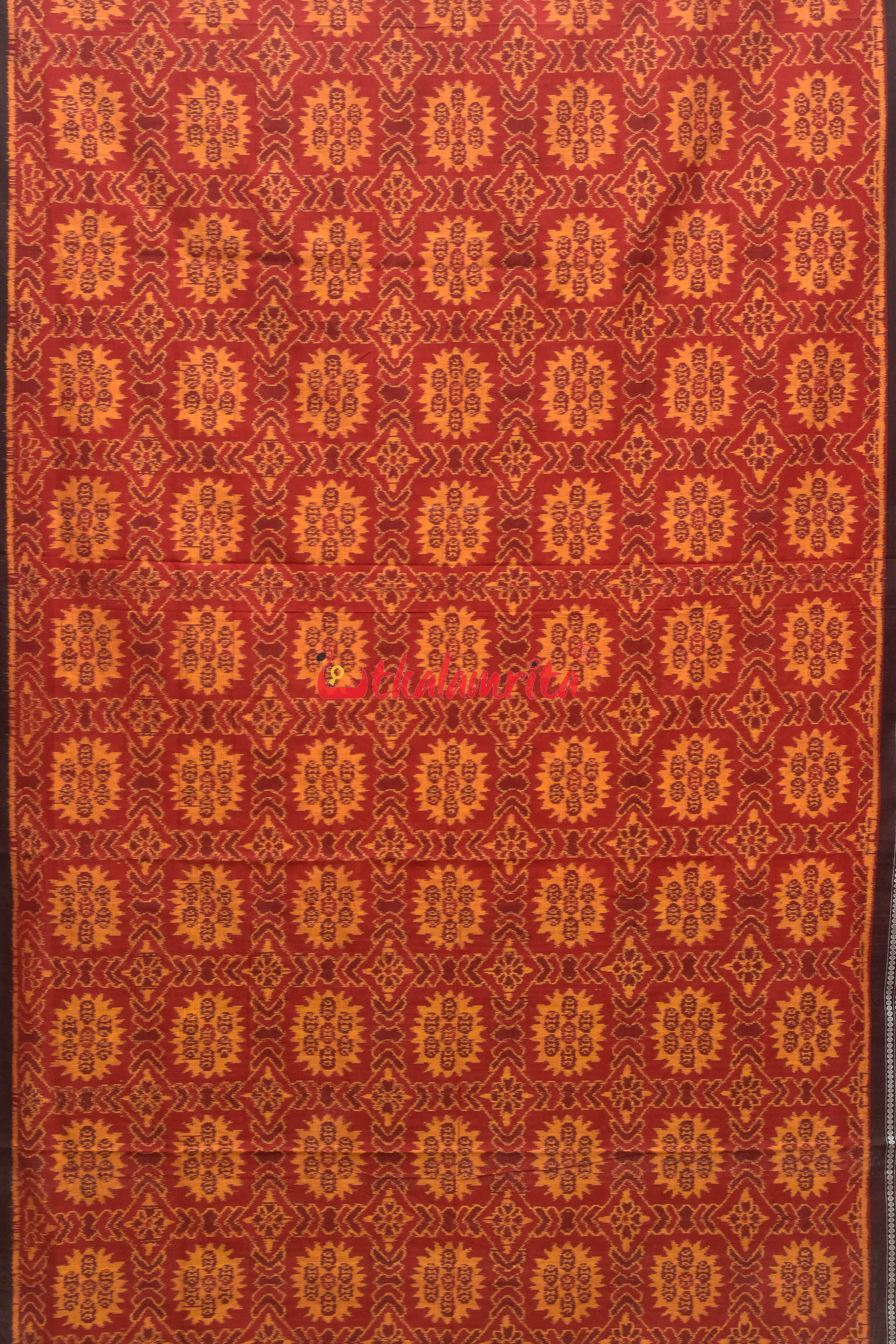 Maroon Surjya Bandha Sambalpuri Cotton Saree