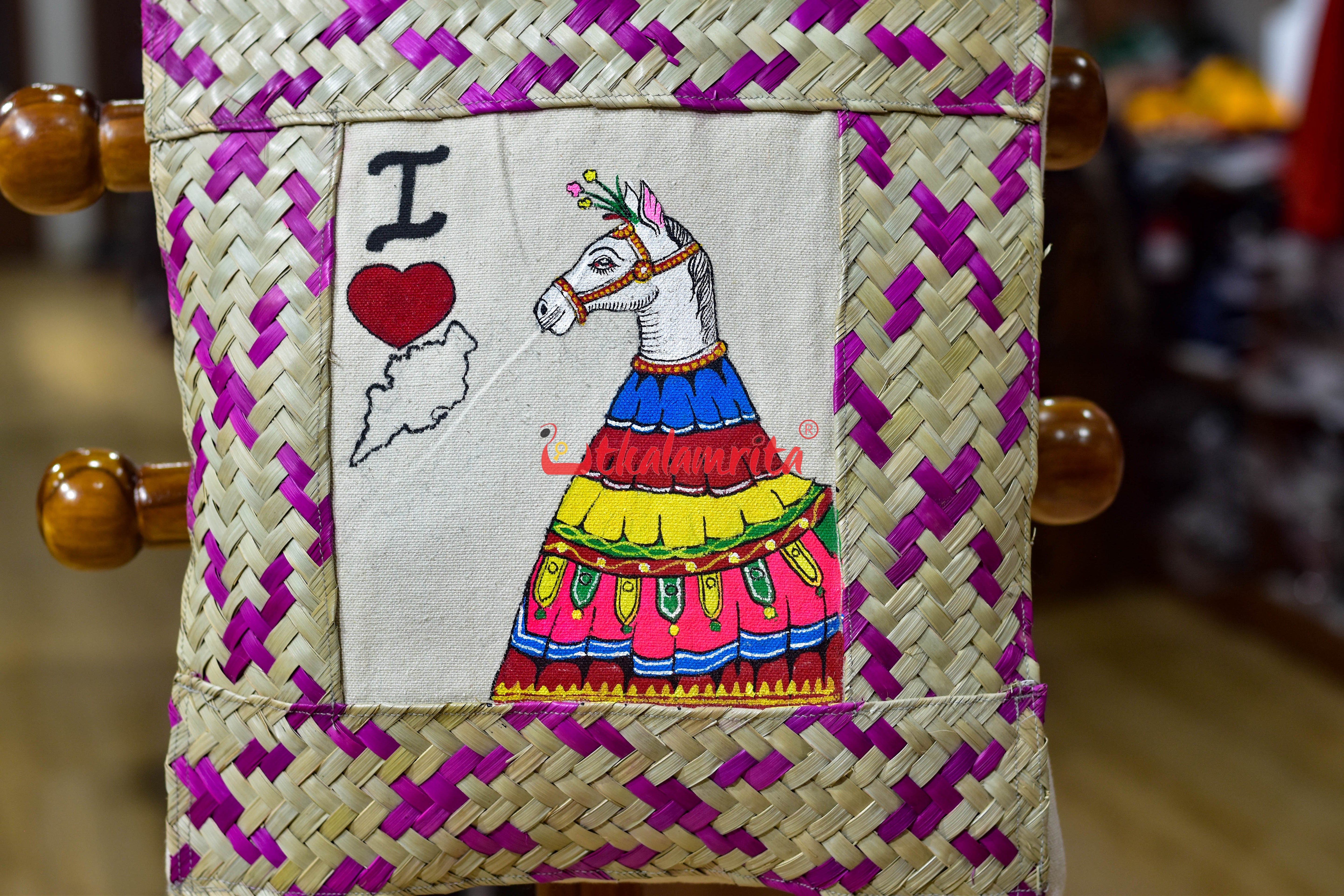 I Love Odisha White Chaiti Ghoda Canvas Tote Bag