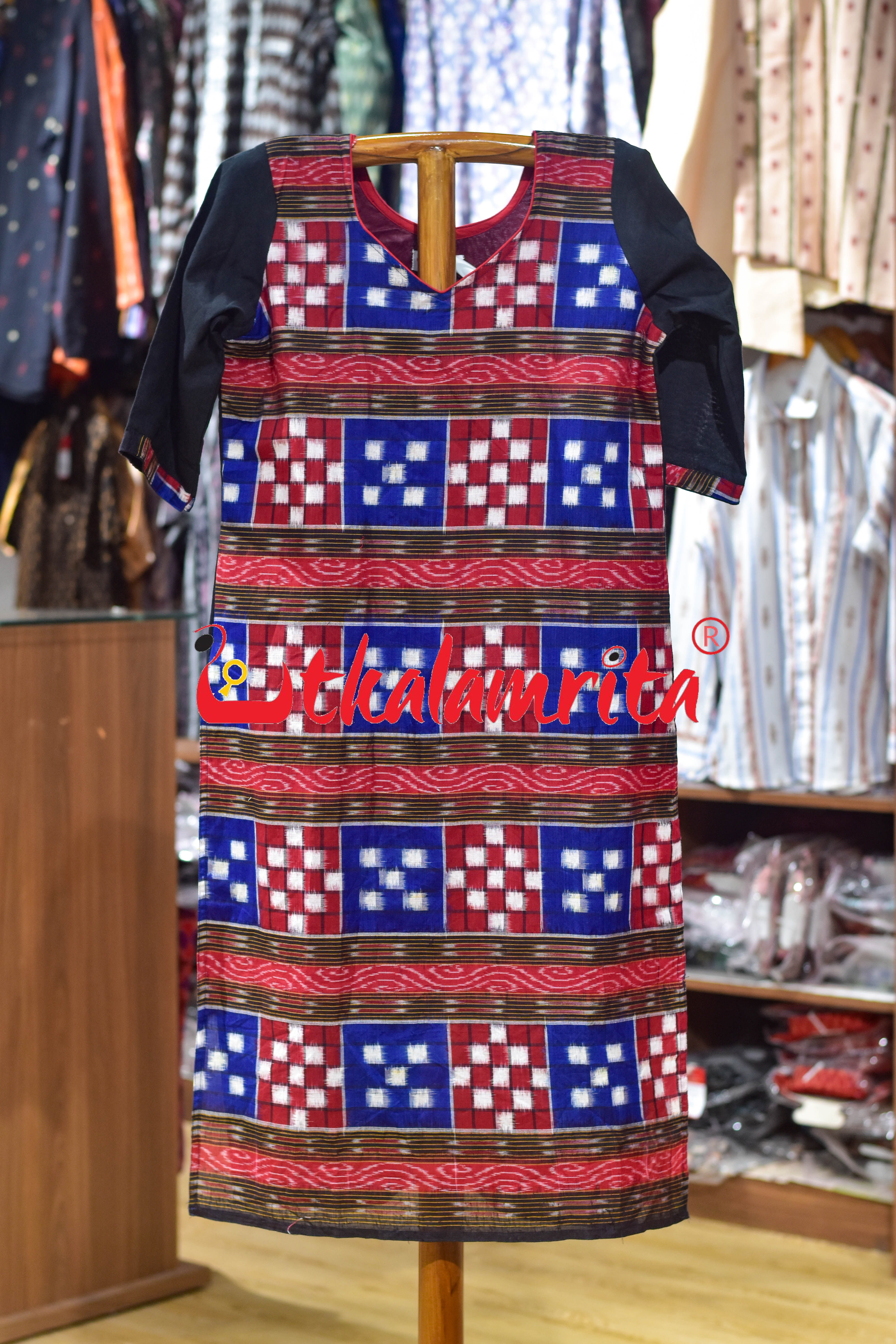 Blue Red Bichitrapuri Sambalpuri (Ladies Kurti)