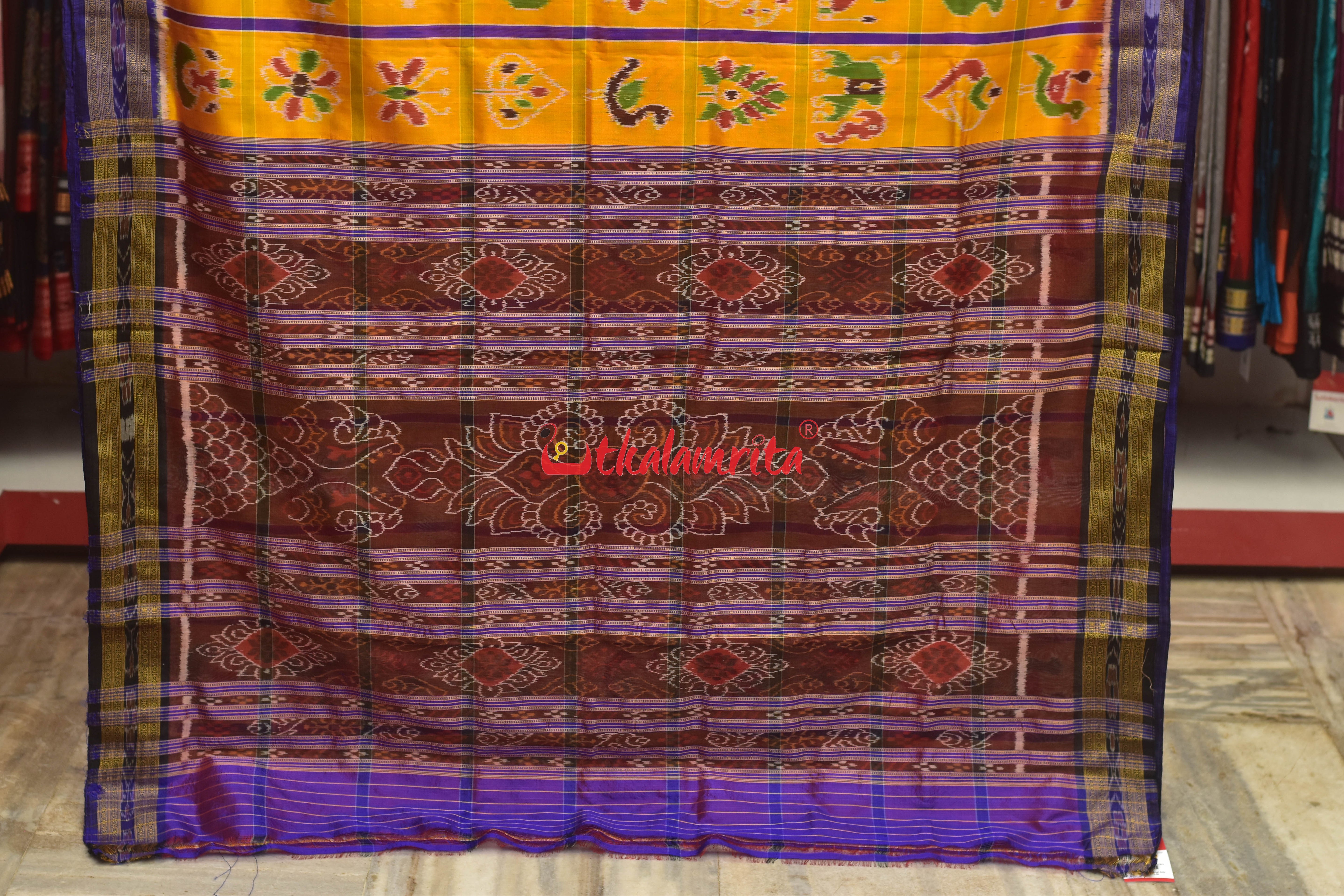 Yellow Blue Nabarangi Silk