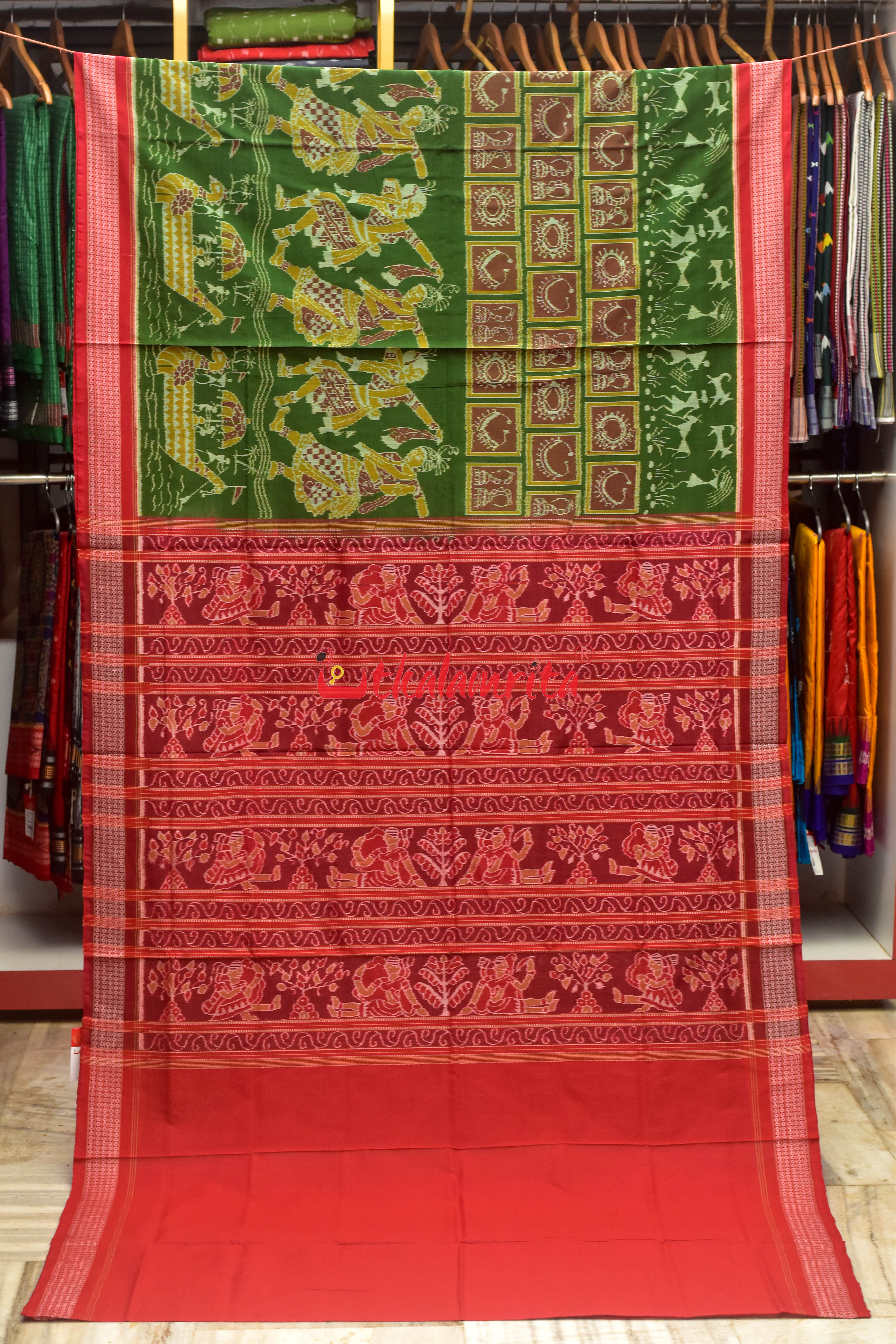 Green Boita Alankar Sambalpuri Cotton Saree